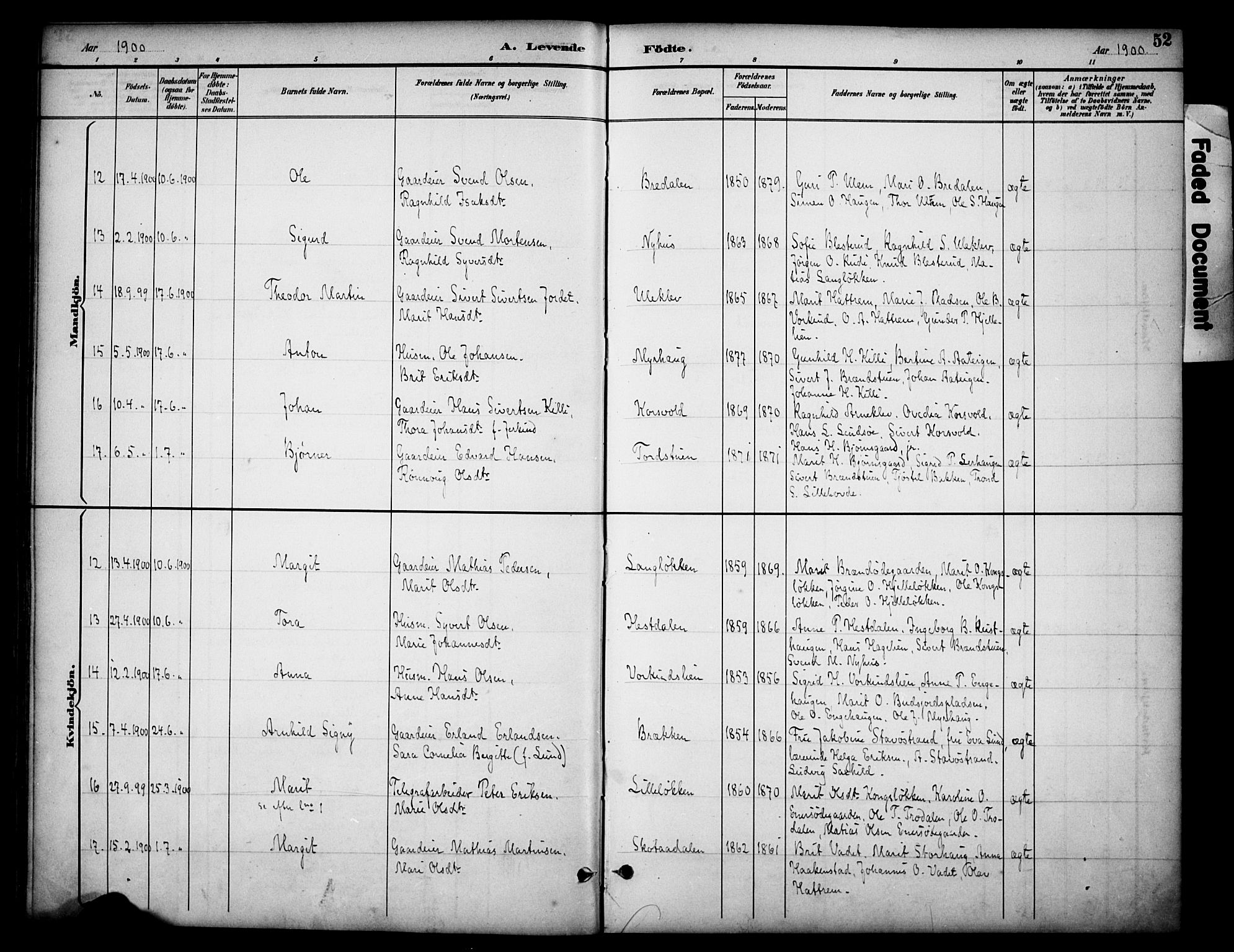 Dovre prestekontor, AV/SAH-PREST-066/H/Ha/Haa/L0003: Parish register (official) no. 3, 1891-1901, p. 52