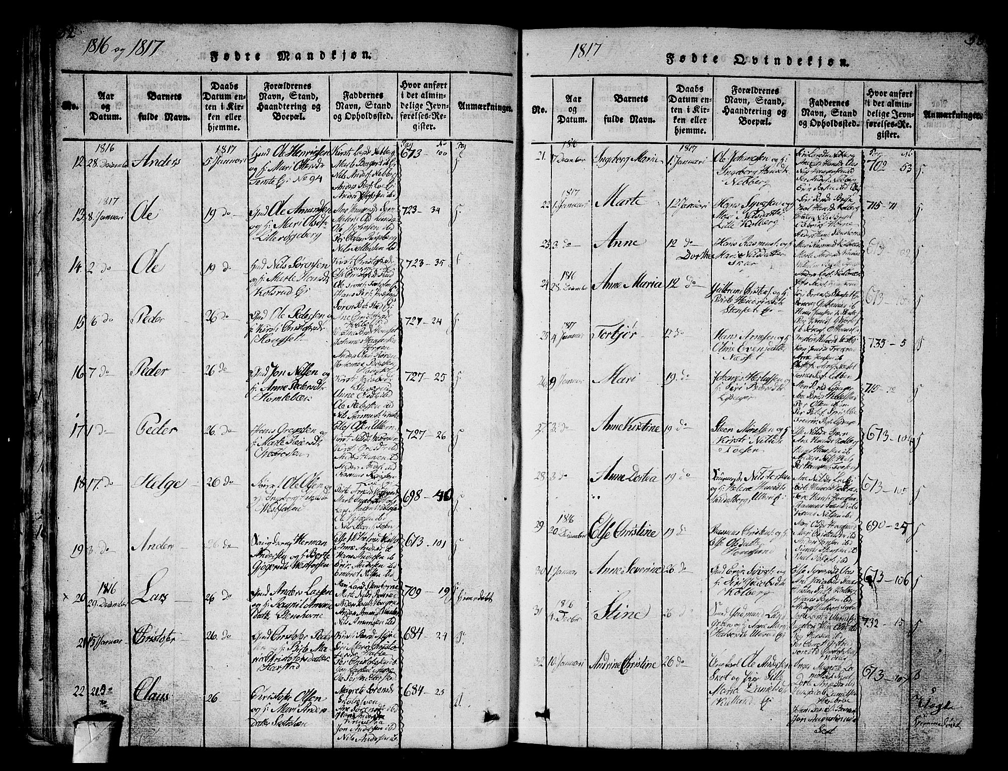 Eiker kirkebøker, AV/SAKO-A-4/G/Ga/L0001: Parish register (copy) no. I 1, 1814-1832, p. 52-53