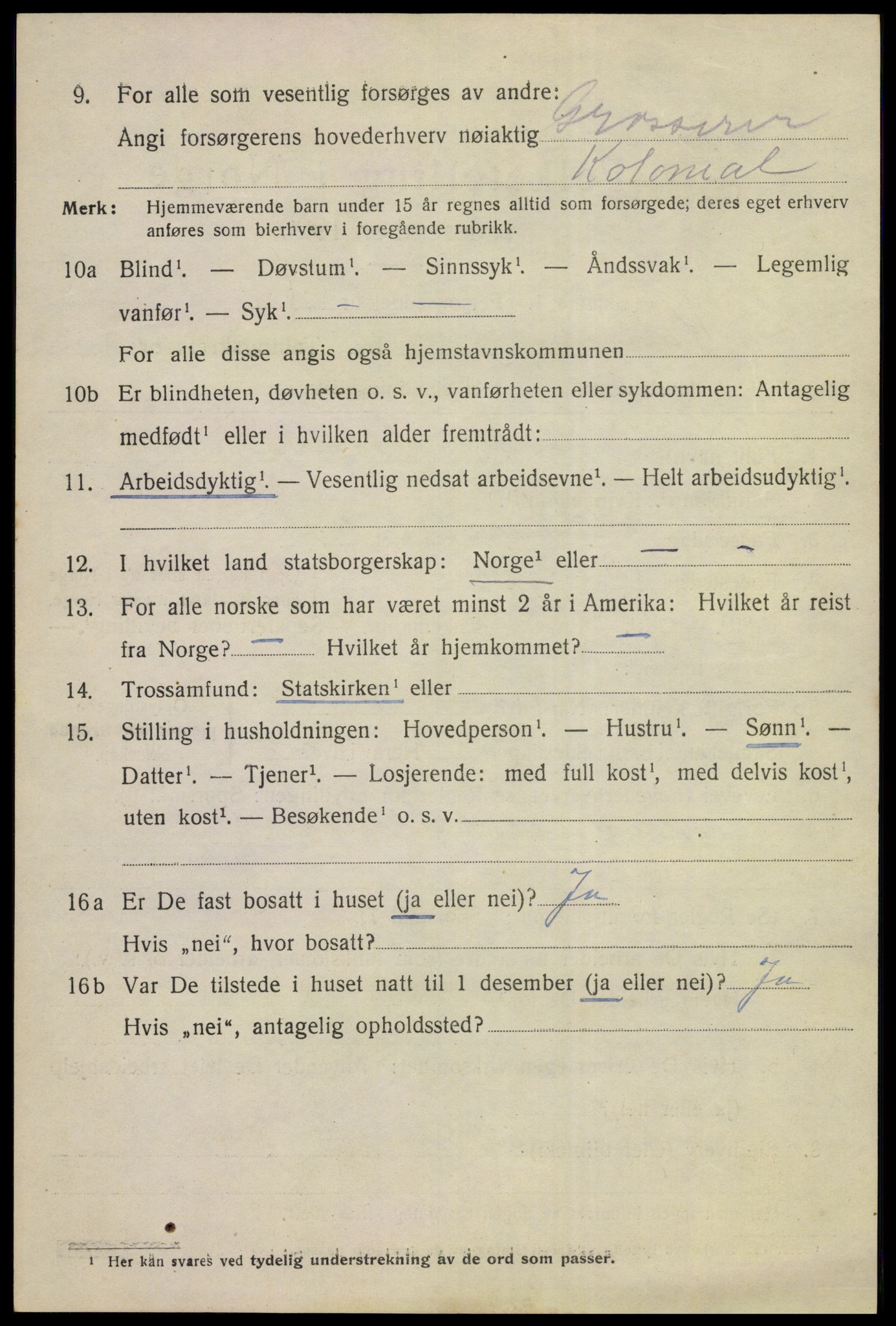 SAKO, 1920 census for Kongsberg, 1920, p. 15881