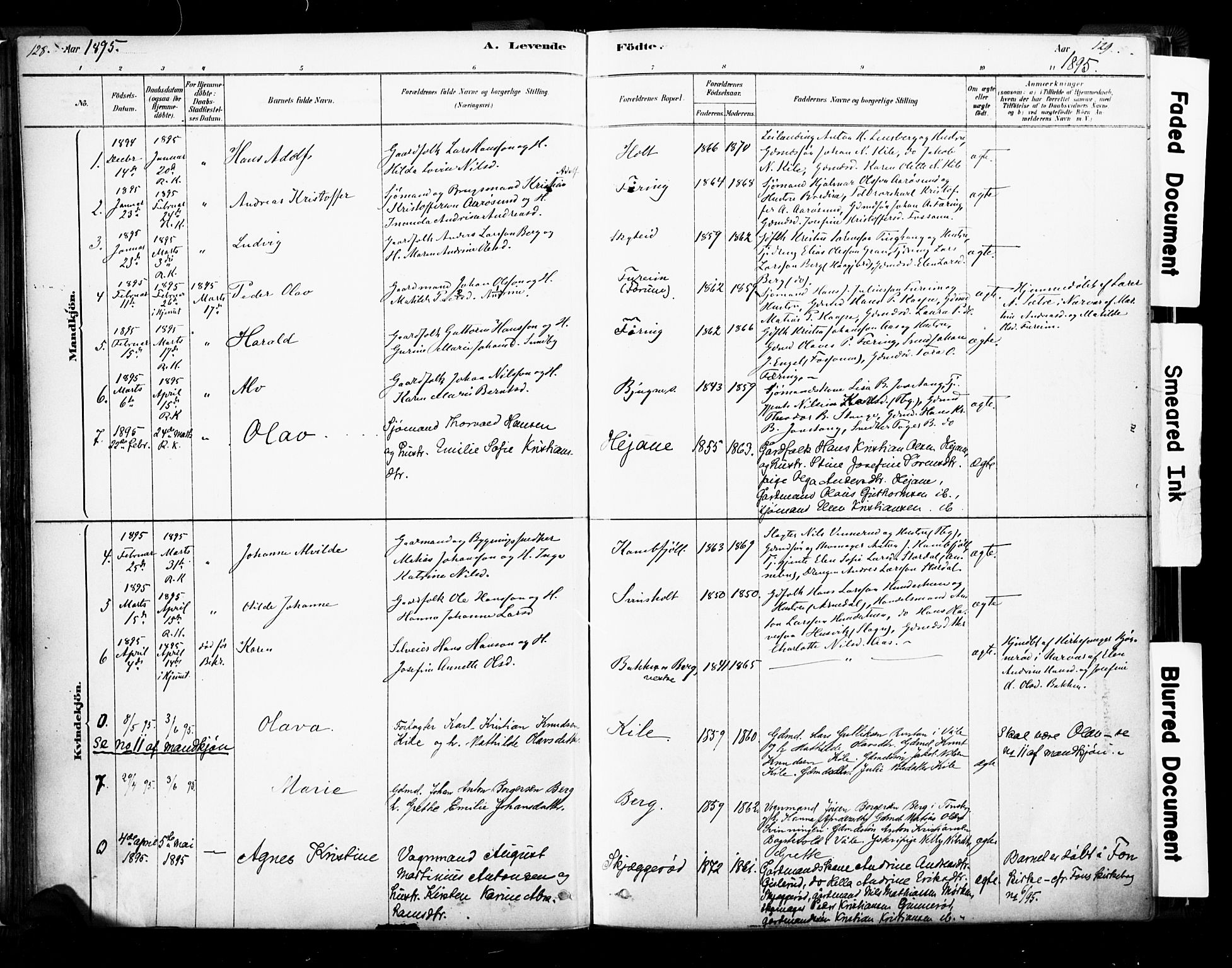 Ramnes kirkebøker, AV/SAKO-A-314/F/Fa/L0007: Parish register (official) no. I 7, 1878-1895, p. 128-129