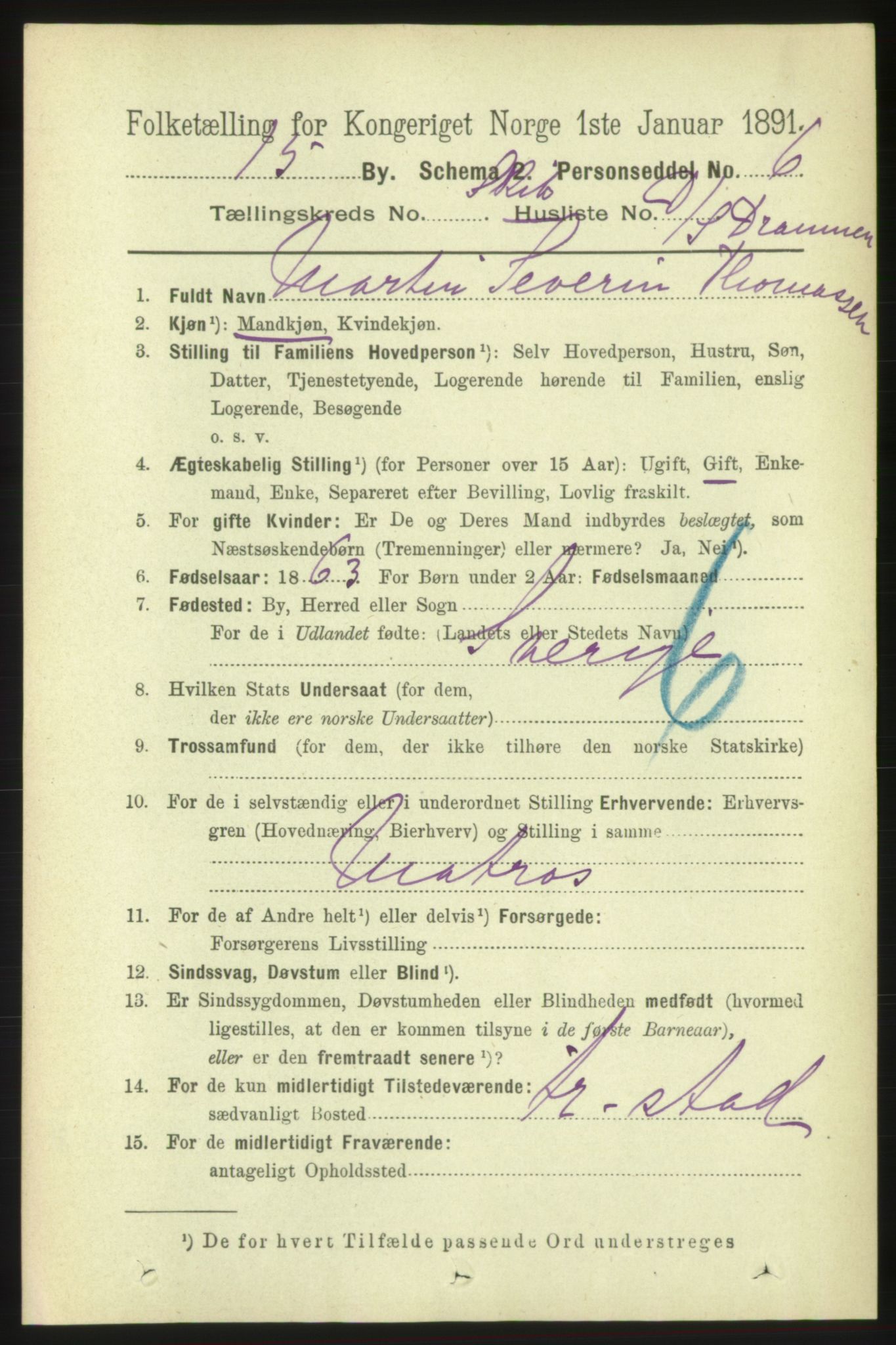 RA, 1891 census for 0602 Drammen, 1891, p. 25642