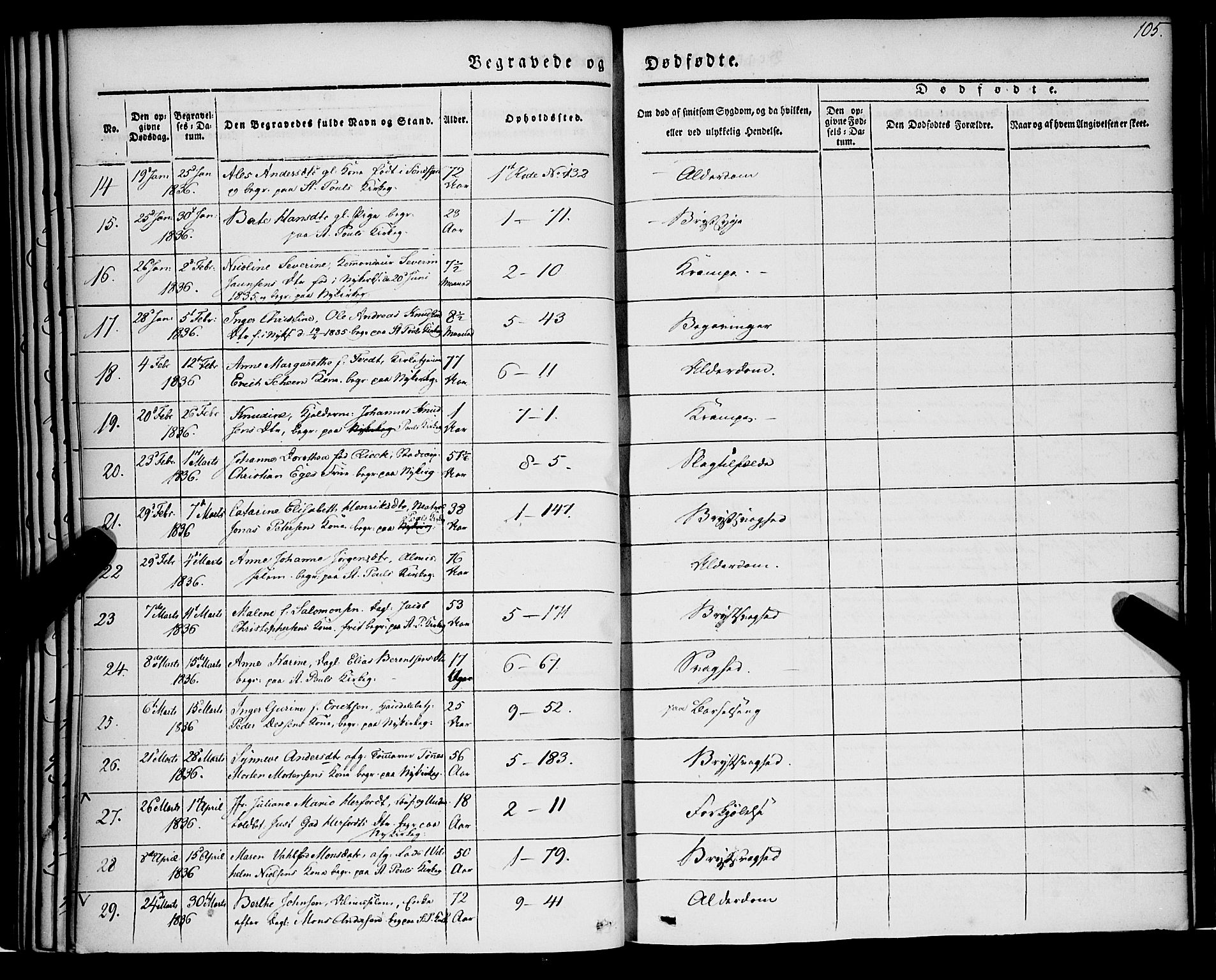 Nykirken Sokneprestembete, AV/SAB-A-77101/H/Haa/L0041: Parish register (official) no. E 1, 1833-1850, p. 105