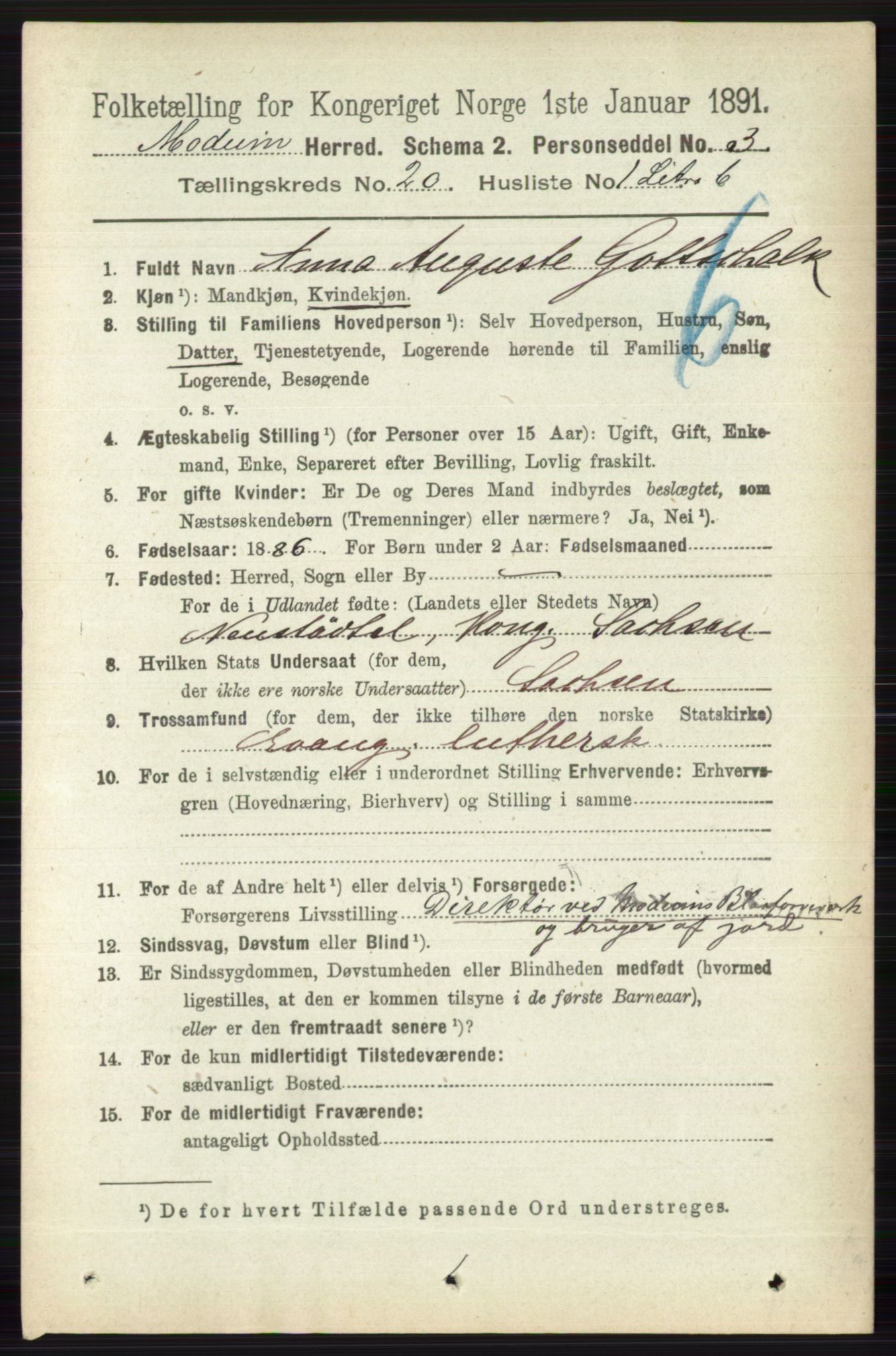 RA, 1891 census for 0623 Modum, 1891, p. 7807