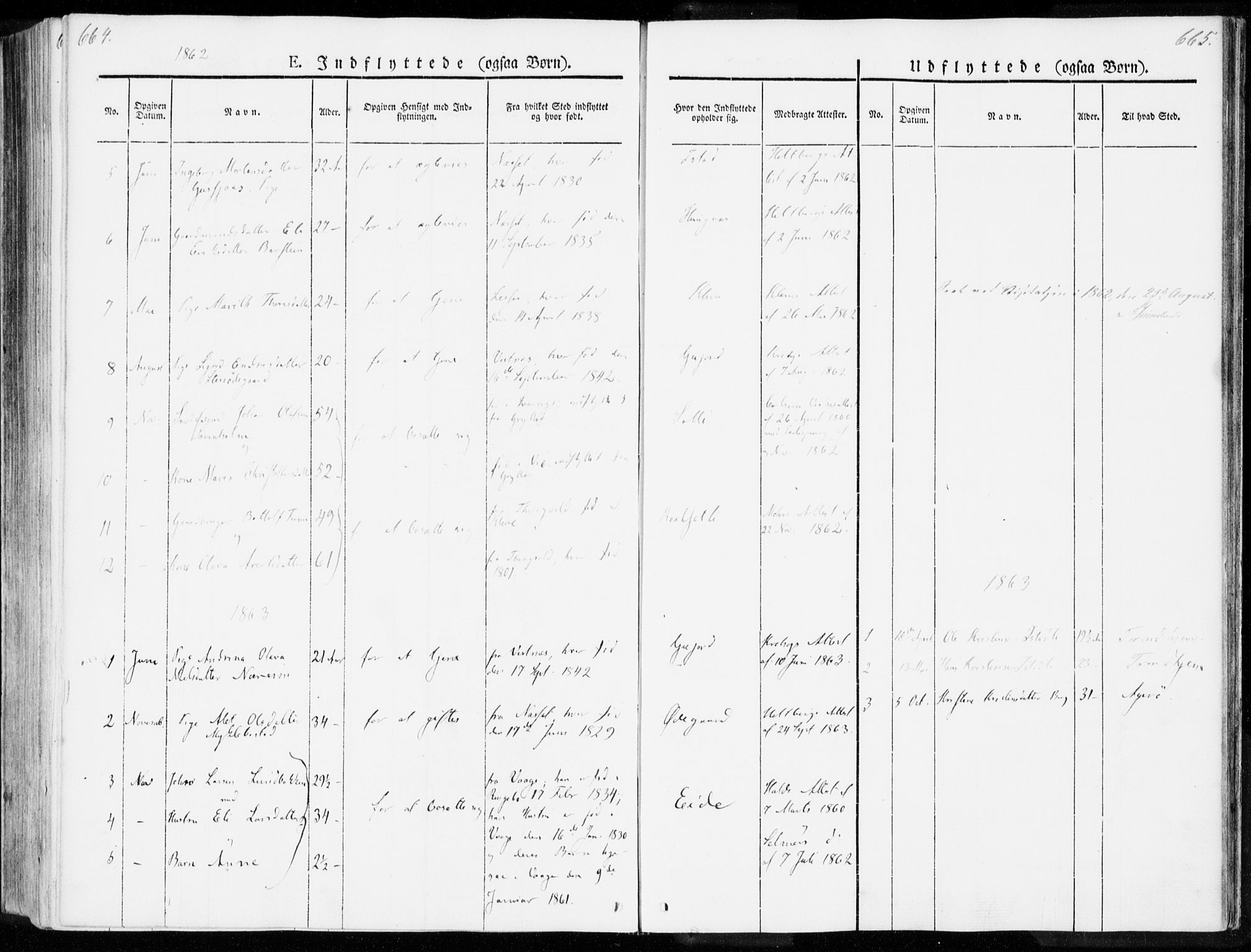 Ministerialprotokoller, klokkerbøker og fødselsregistre - Møre og Romsdal, SAT/A-1454/557/L0680: Parish register (official) no. 557A02, 1843-1869, p. 664-665