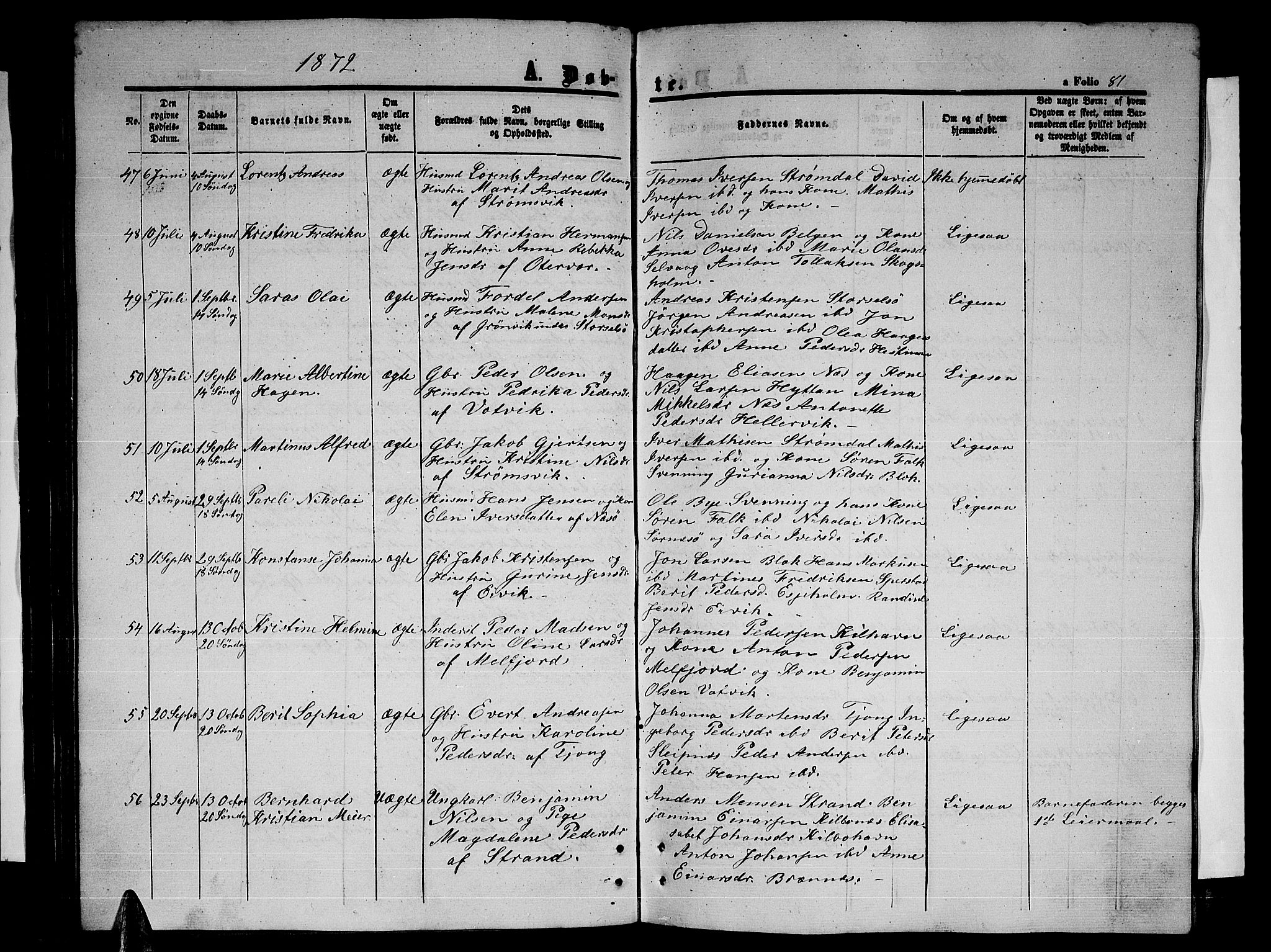 Ministerialprotokoller, klokkerbøker og fødselsregistre - Nordland, AV/SAT-A-1459/841/L0619: Parish register (copy) no. 841C03, 1856-1876, p. 81