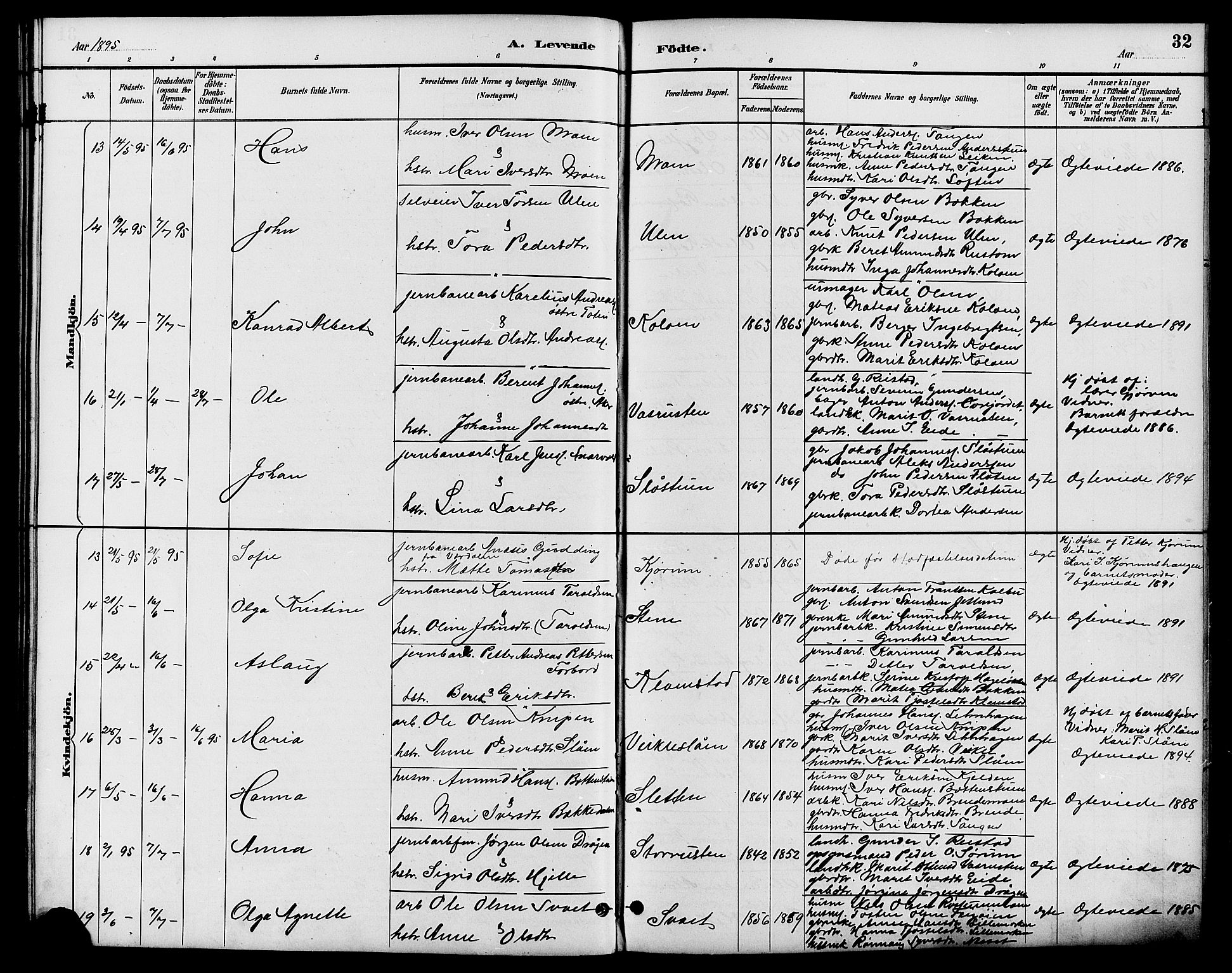 Nord-Fron prestekontor, AV/SAH-PREST-080/H/Ha/Hab/L0006: Parish register (copy) no. 6, 1887-1914, p. 32