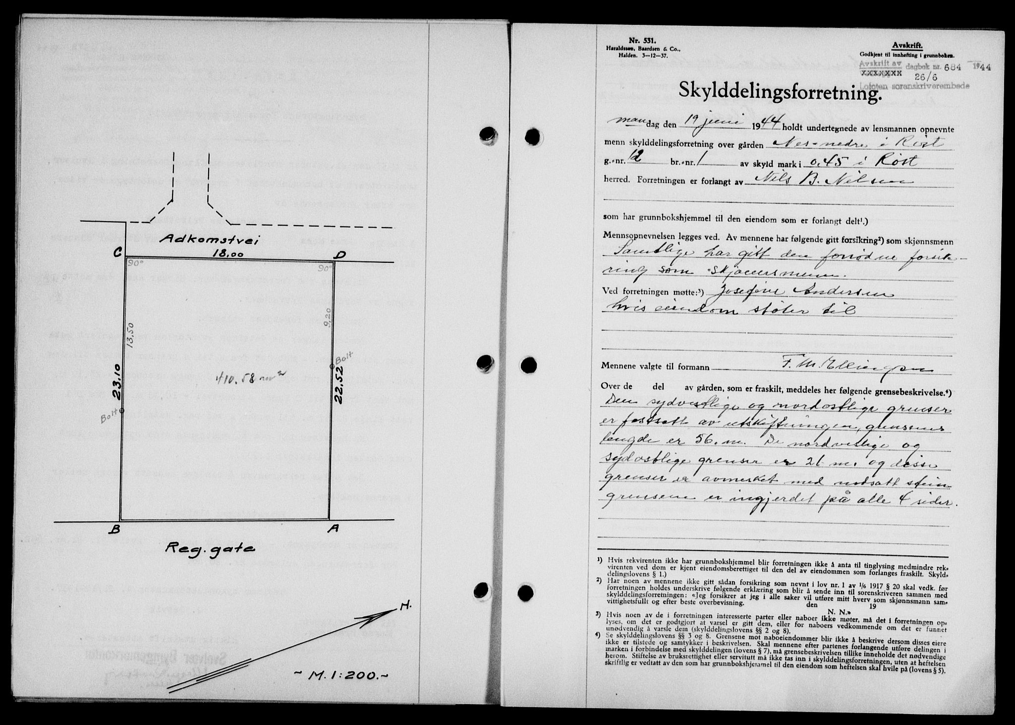 Lofoten sorenskriveri, SAT/A-0017/1/2/2C/L0012a: Mortgage book no. 12a, 1943-1944, Diary no: : 684/1944
