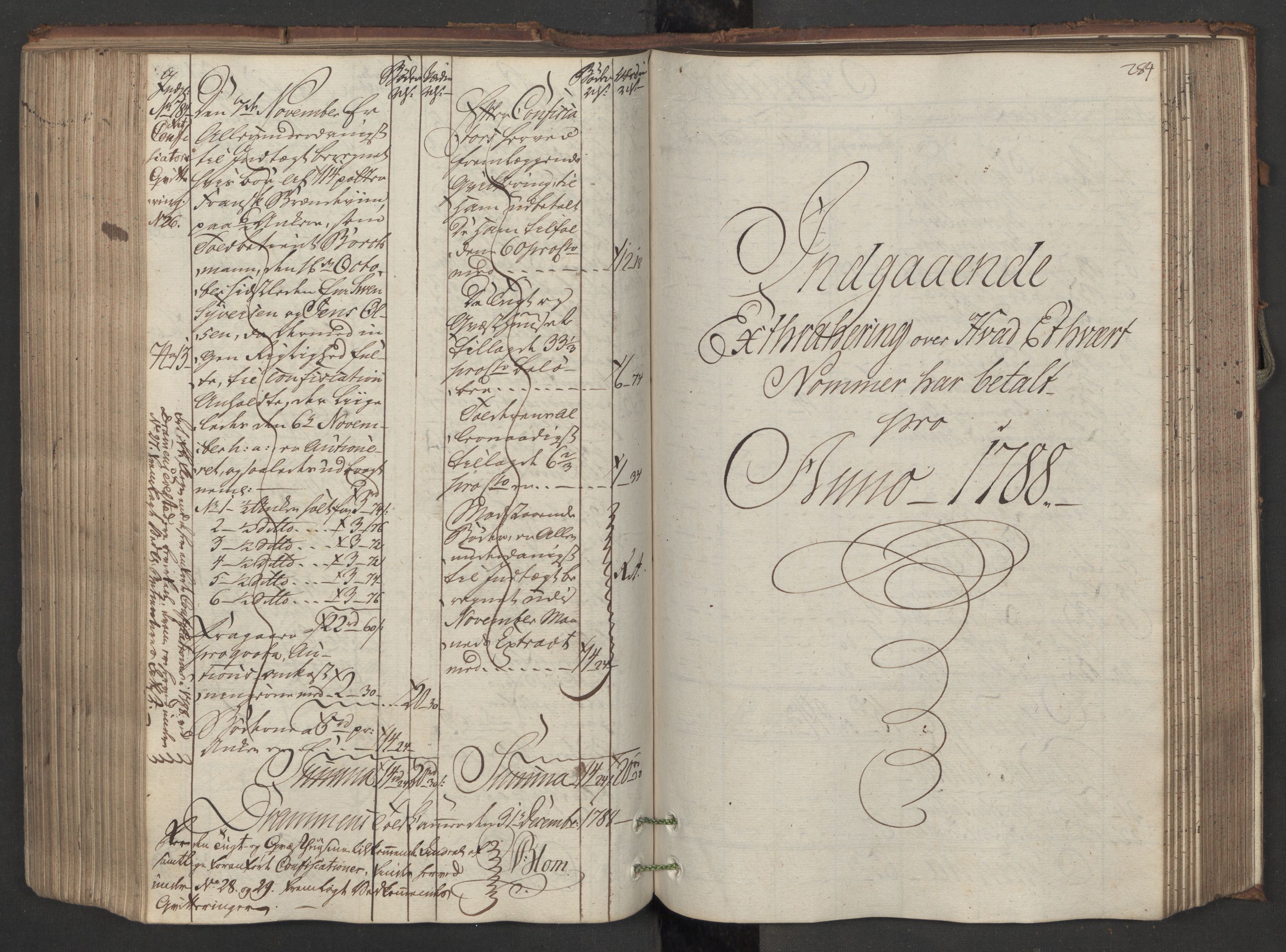 Generaltollkammeret, tollregnskaper, RA/EA-5490/R08/L0150/0001: Tollregnskaper Drammen / Inngående hovedtollbok, 1788, p. 283b-284a