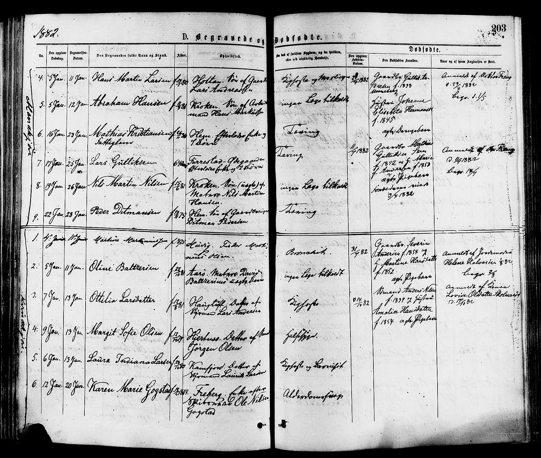 Sandar kirkebøker, AV/SAKO-A-243/F/Fa/L0011: Parish register (official) no. 11, 1872-1882, p. 203