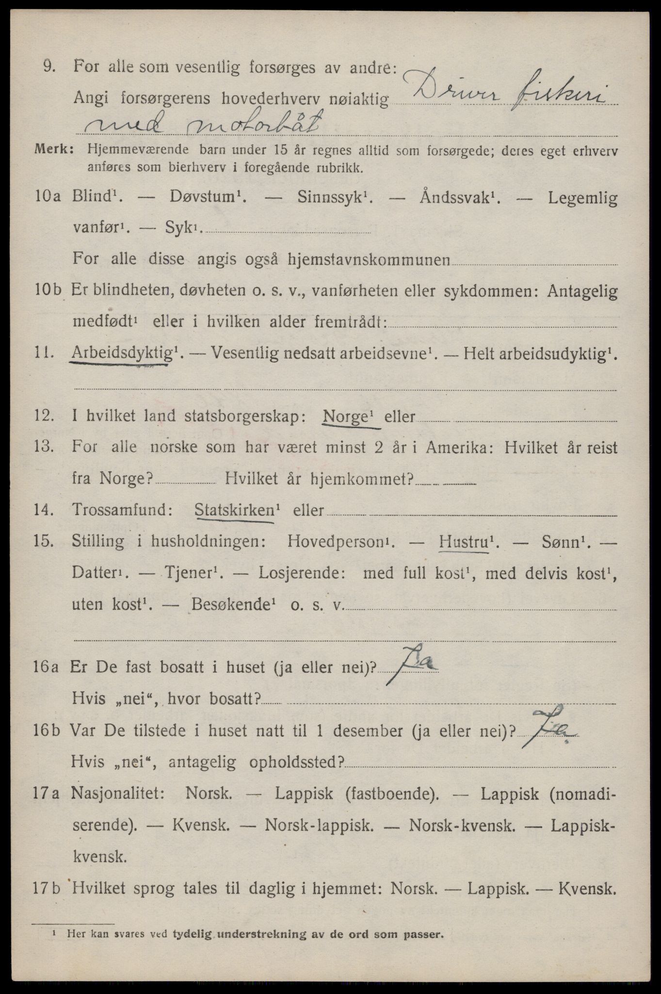 SAT, 1920 census for Flakstad, 1920, p. 3386