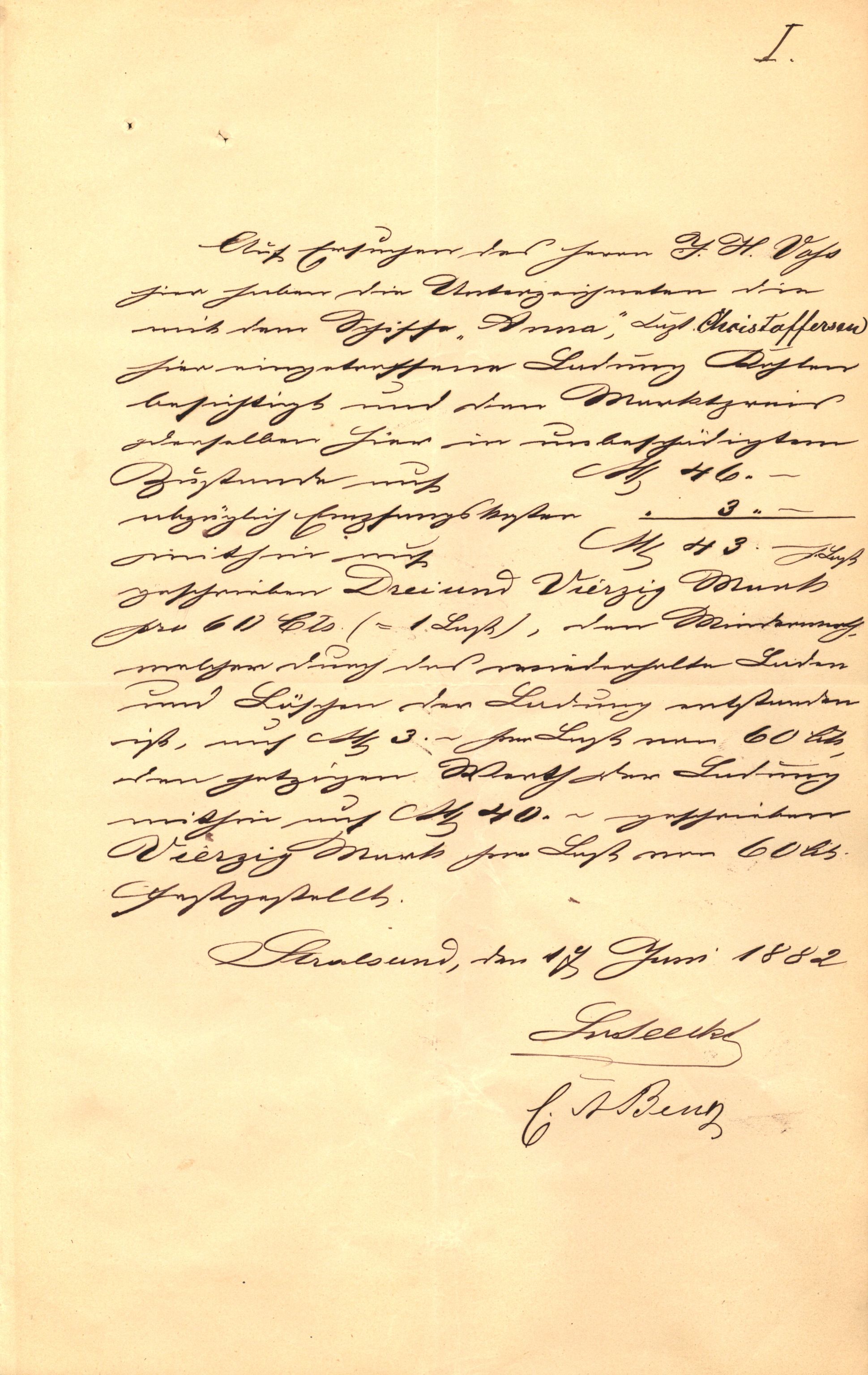 Pa 63 - Østlandske skibsassuranceforening, VEMU/A-1079/G/Ga/L0014/0012: Havaridokumenter / Sophie, Andover, Alliance, Anna, 1882, p. 36