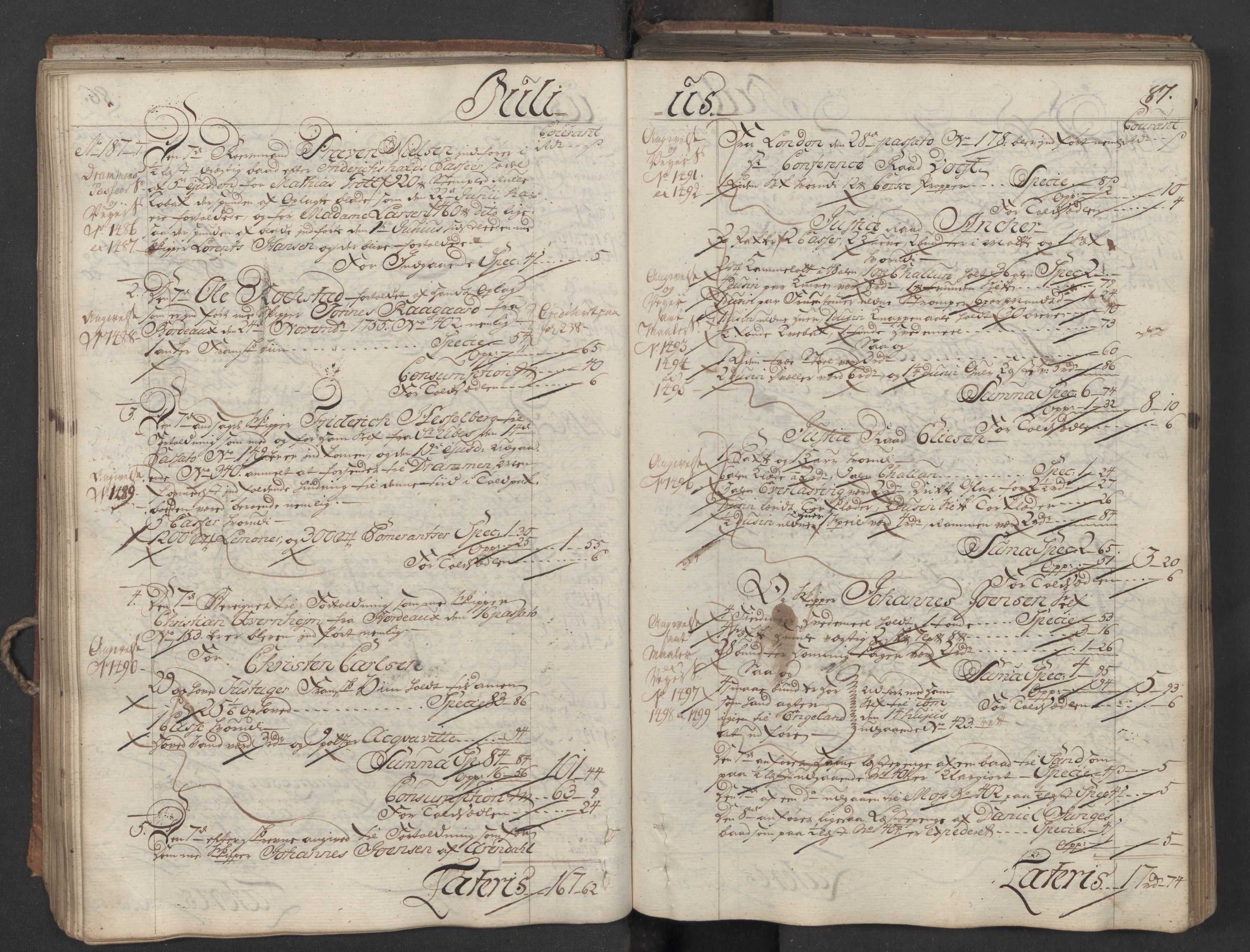 Generaltollkammeret, tollregnskaper, AV/RA-EA-5490/R06/L0037/0001: Tollregnskaper Kristiania / Inngående hovedtollbok, 1756, p. 86b-87a