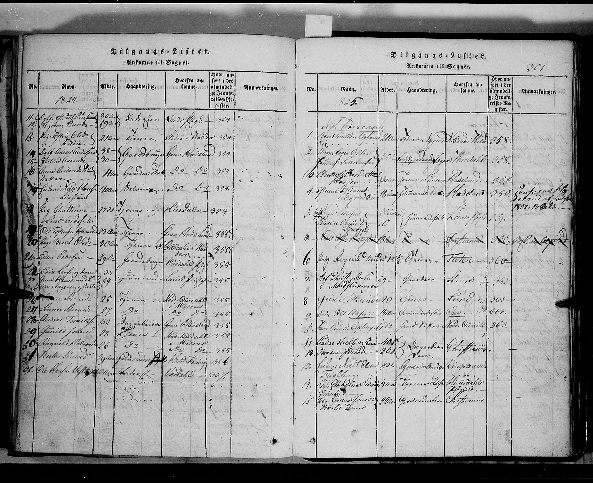 Toten prestekontor, SAH/PREST-102/H/Ha/Hab/L0002: Parish register (copy) no. 2, 1820-1827, p. 301