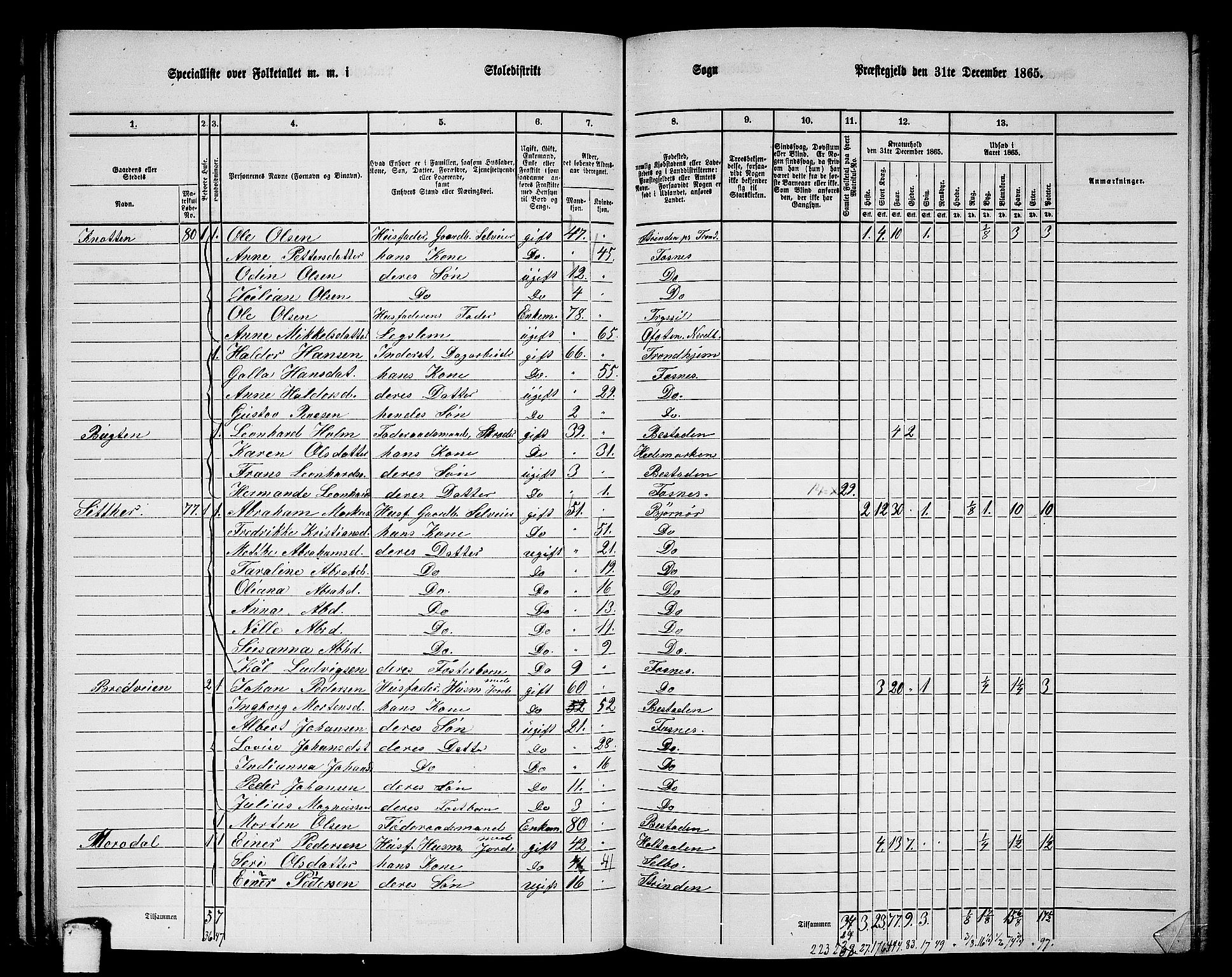 RA, 1865 census for Fosnes, 1865, p. 68