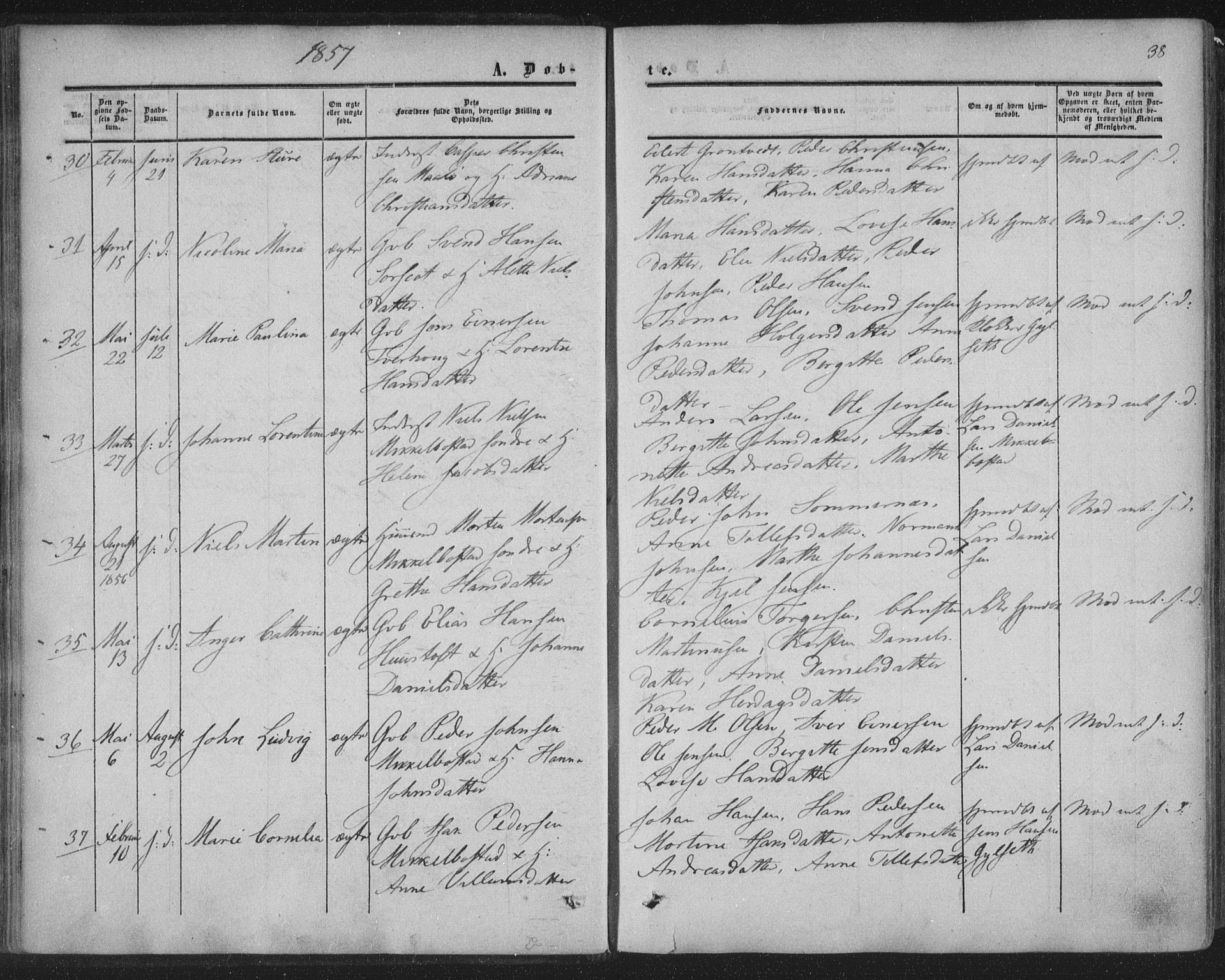 Ministerialprotokoller, klokkerbøker og fødselsregistre - Nordland, AV/SAT-A-1459/855/L0800: Parish register (official) no. 855A08, 1852-1864, p. 38