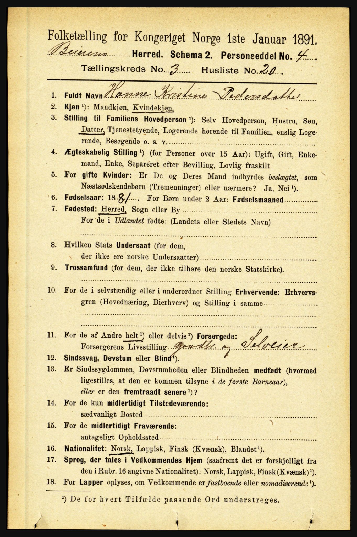 RA, 1891 census for 1839 Beiarn, 1891, p. 1143