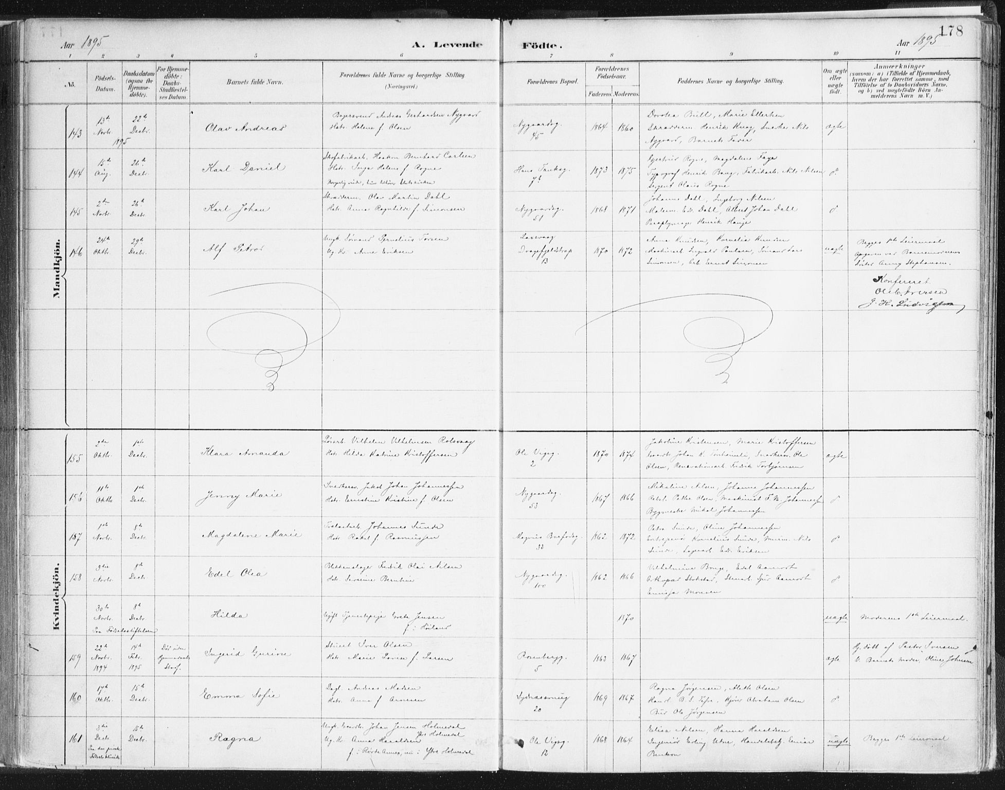 Johanneskirken sokneprestembete, AV/SAB-A-76001/H/Haa/L0001: Parish register (official) no. A 1, 1885-1900, p. 178