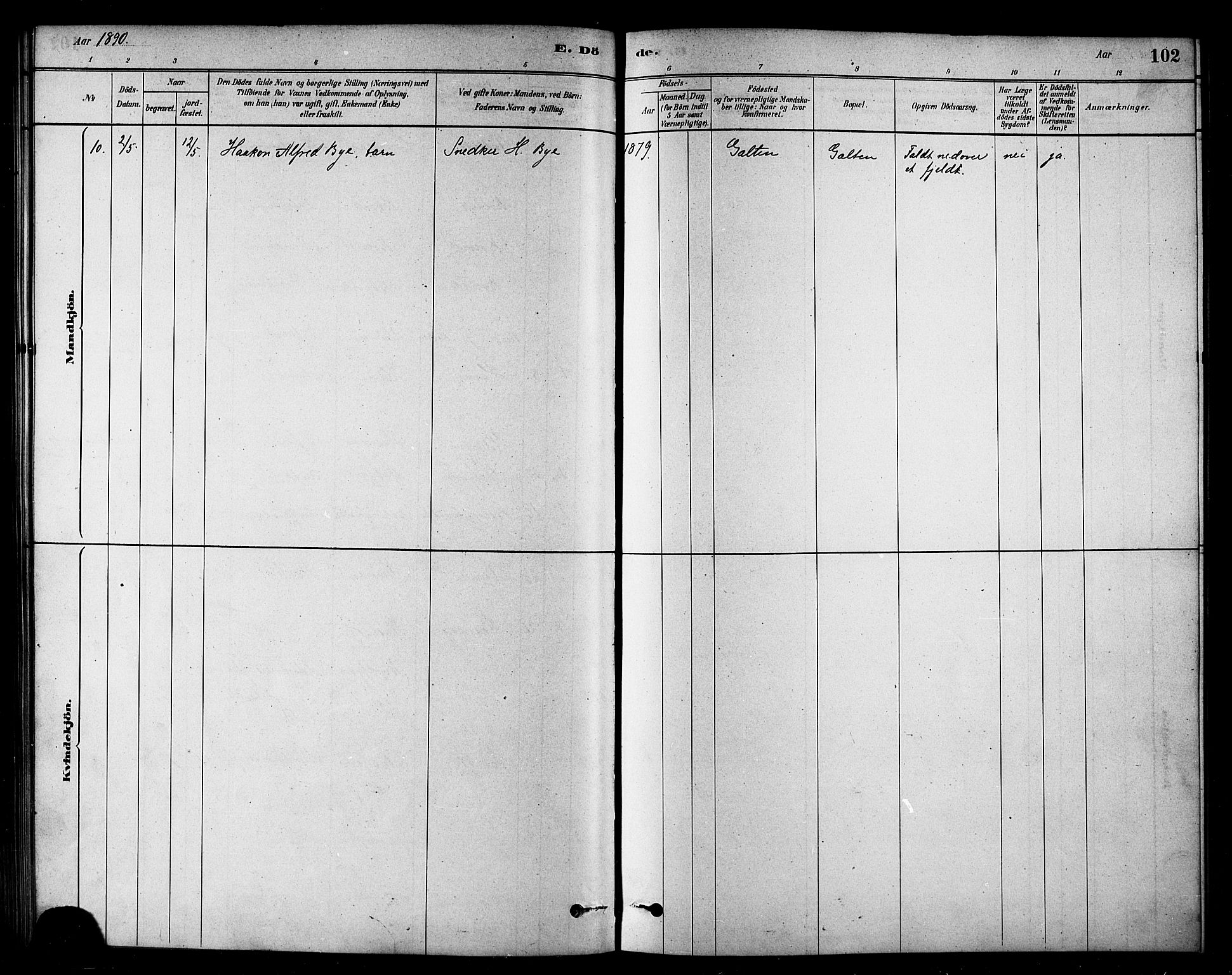 Loppa sokneprestkontor, AV/SATØ-S-1339/H/Ha/L0007kirke: Parish register (official) no. 7, 1879-1889, p. 102