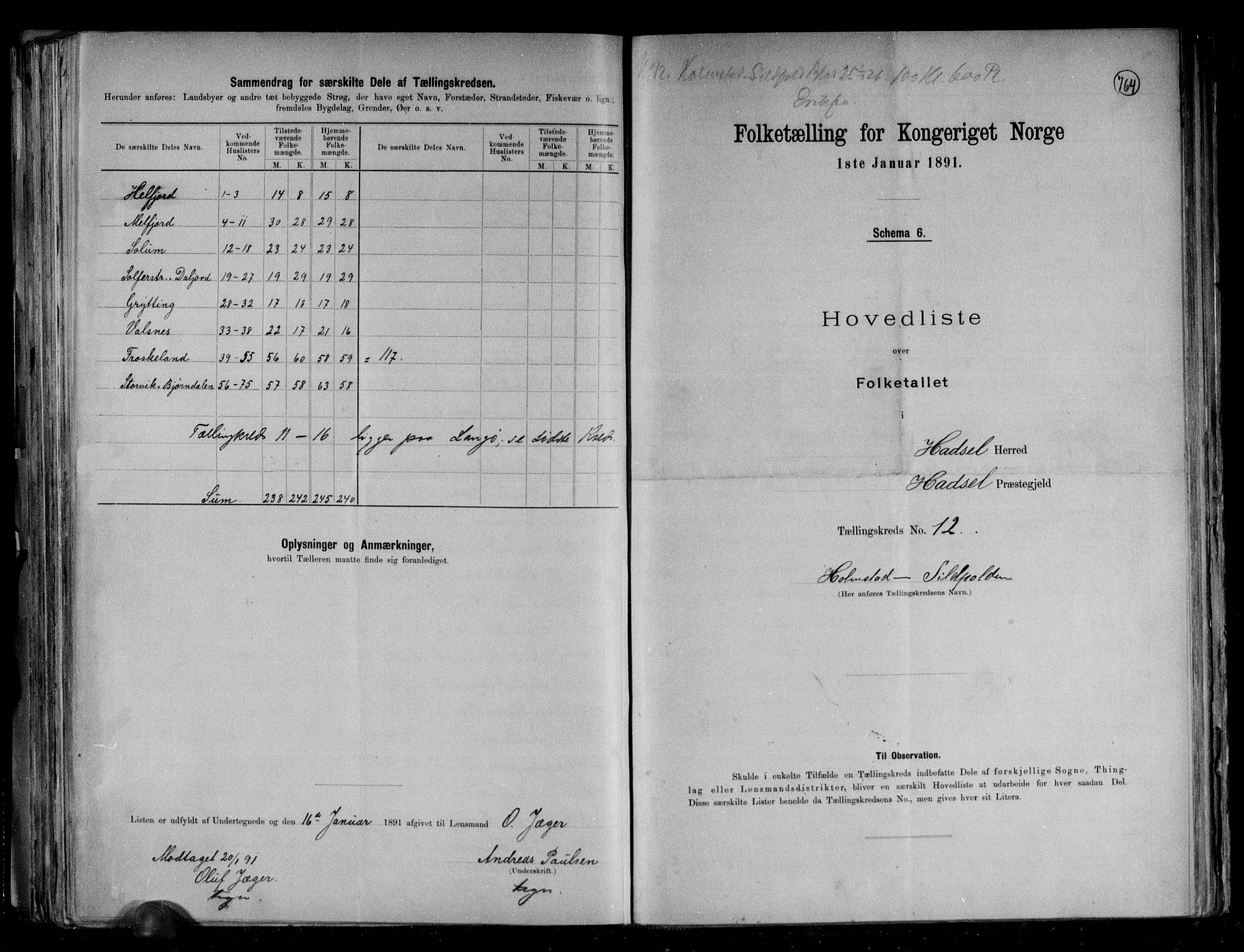 RA, 1891 census for 1866 Hadsel, 1891, p. 29