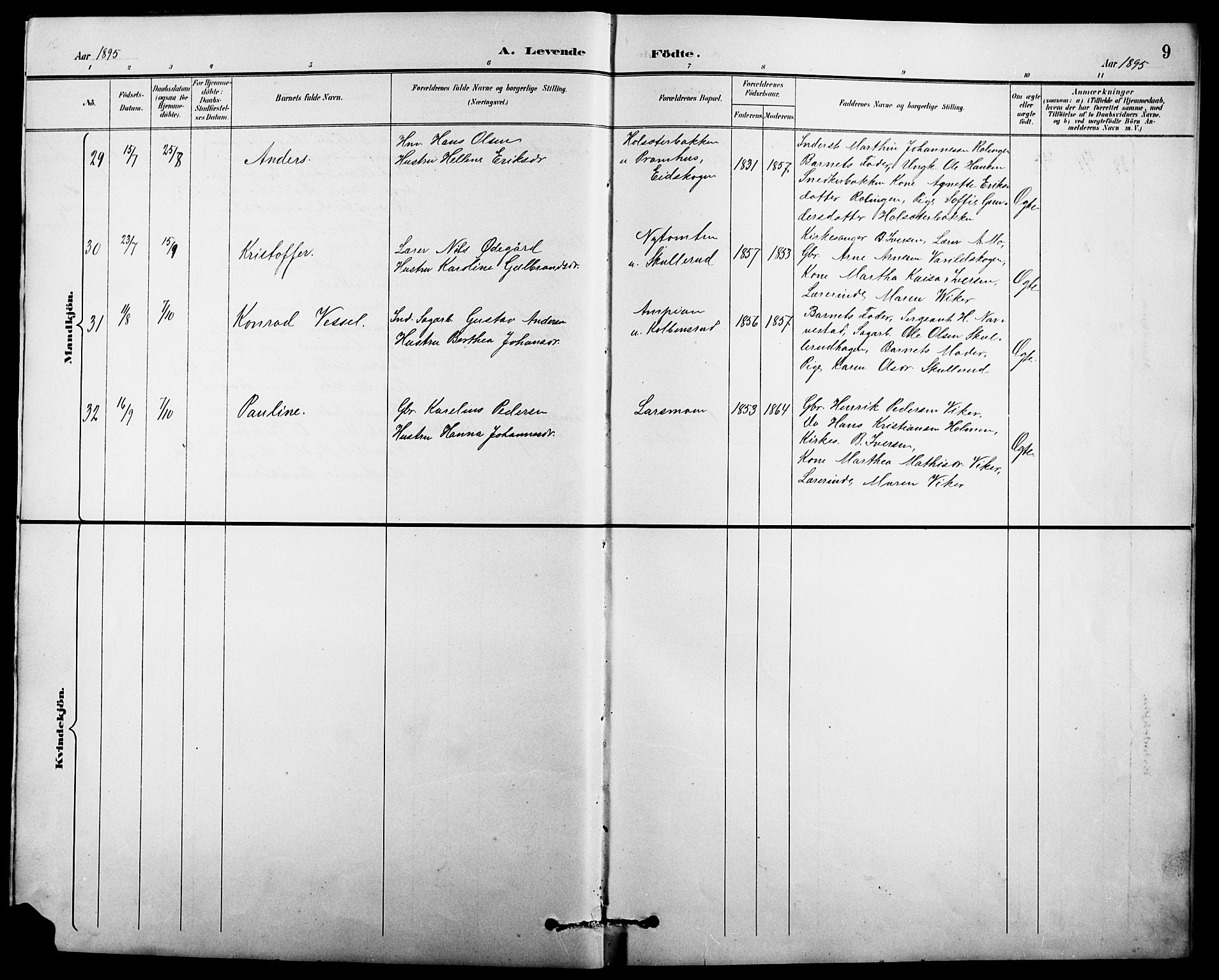 Vinger prestekontor, AV/SAH-PREST-024/H/Ha/Hab/L0004: Parish register (copy) no. 4, 1895-1920, p. 9