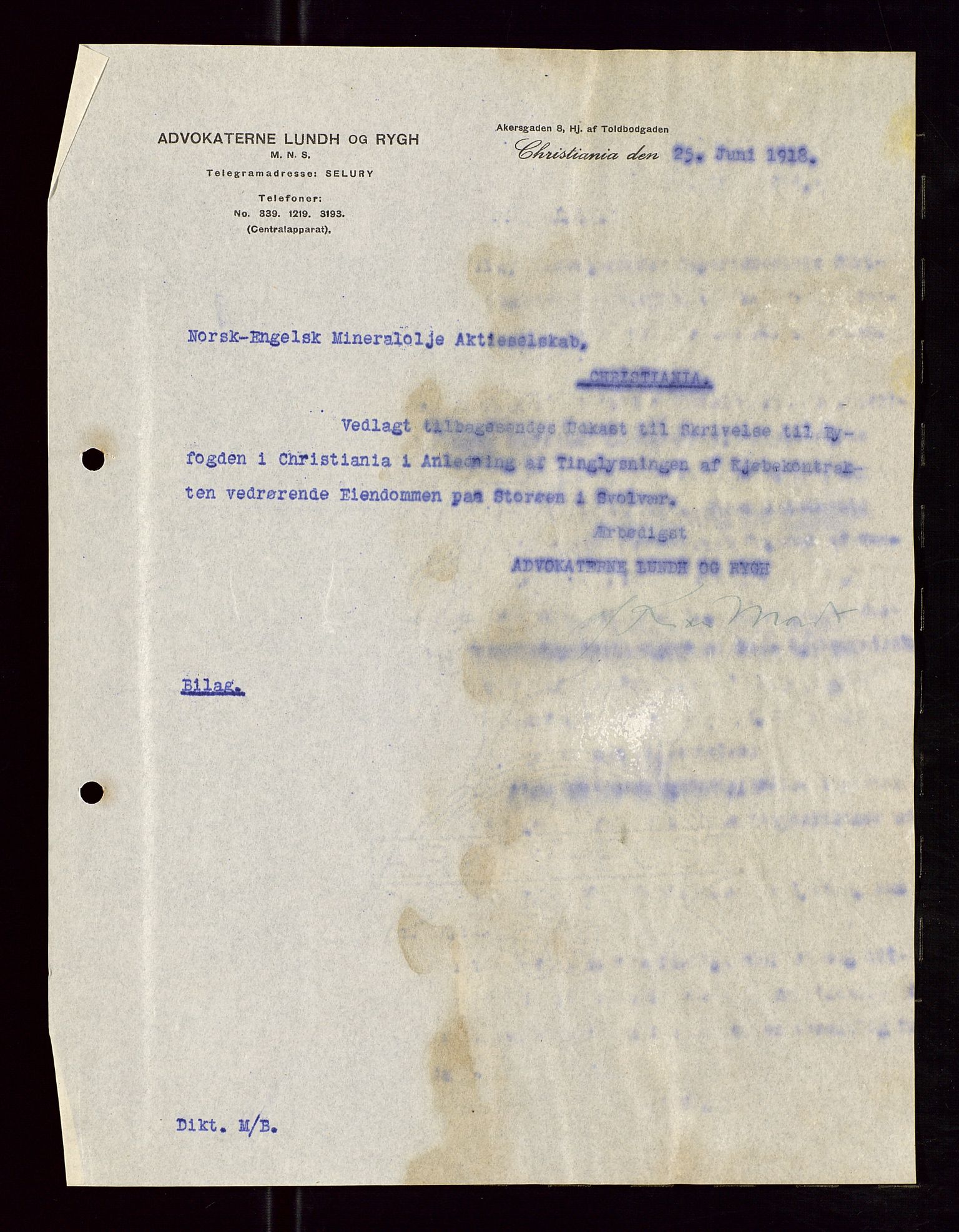 Pa 1521 - A/S Norske Shell, AV/SAST-A-101915/E/Ea/Eaa/L0005: Sjefskorrespondanse, 1918, p. 389