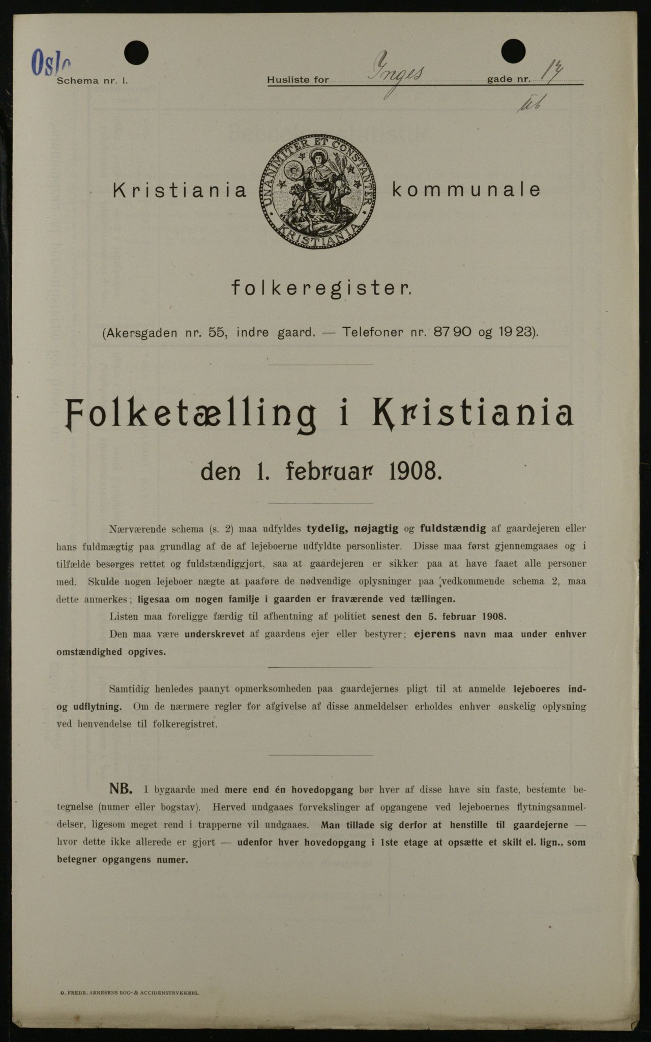 OBA, Municipal Census 1908 for Kristiania, 1908, p. 39489