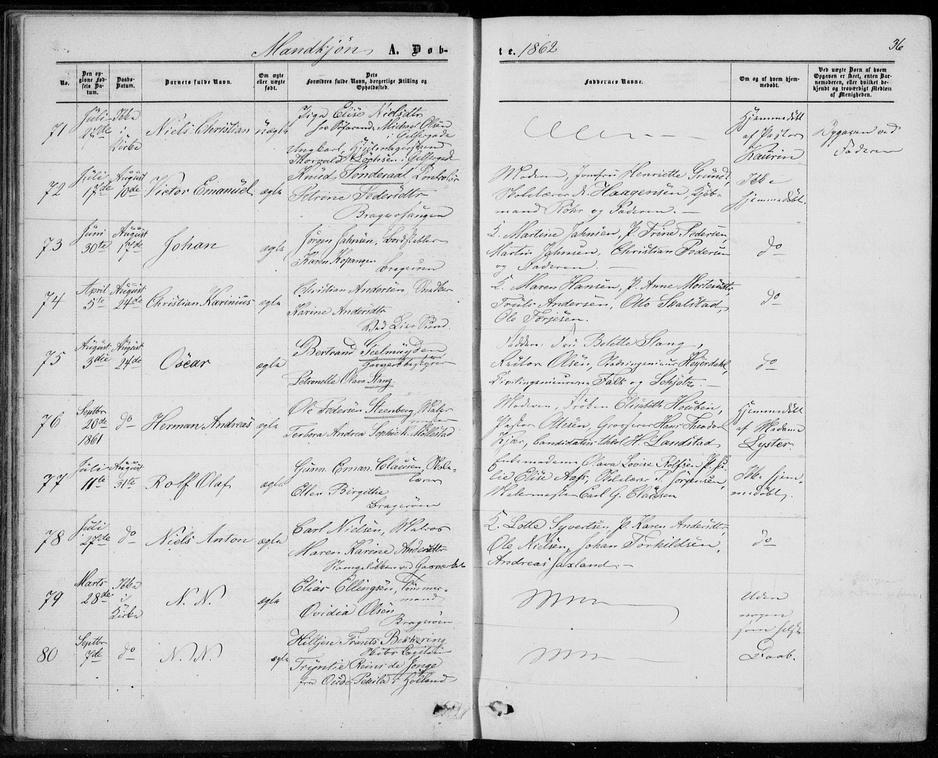 Bragernes kirkebøker, AV/SAKO-A-6/F/Fb/L0003: Parish register (official) no. II 3, 1860-1868, p. 36