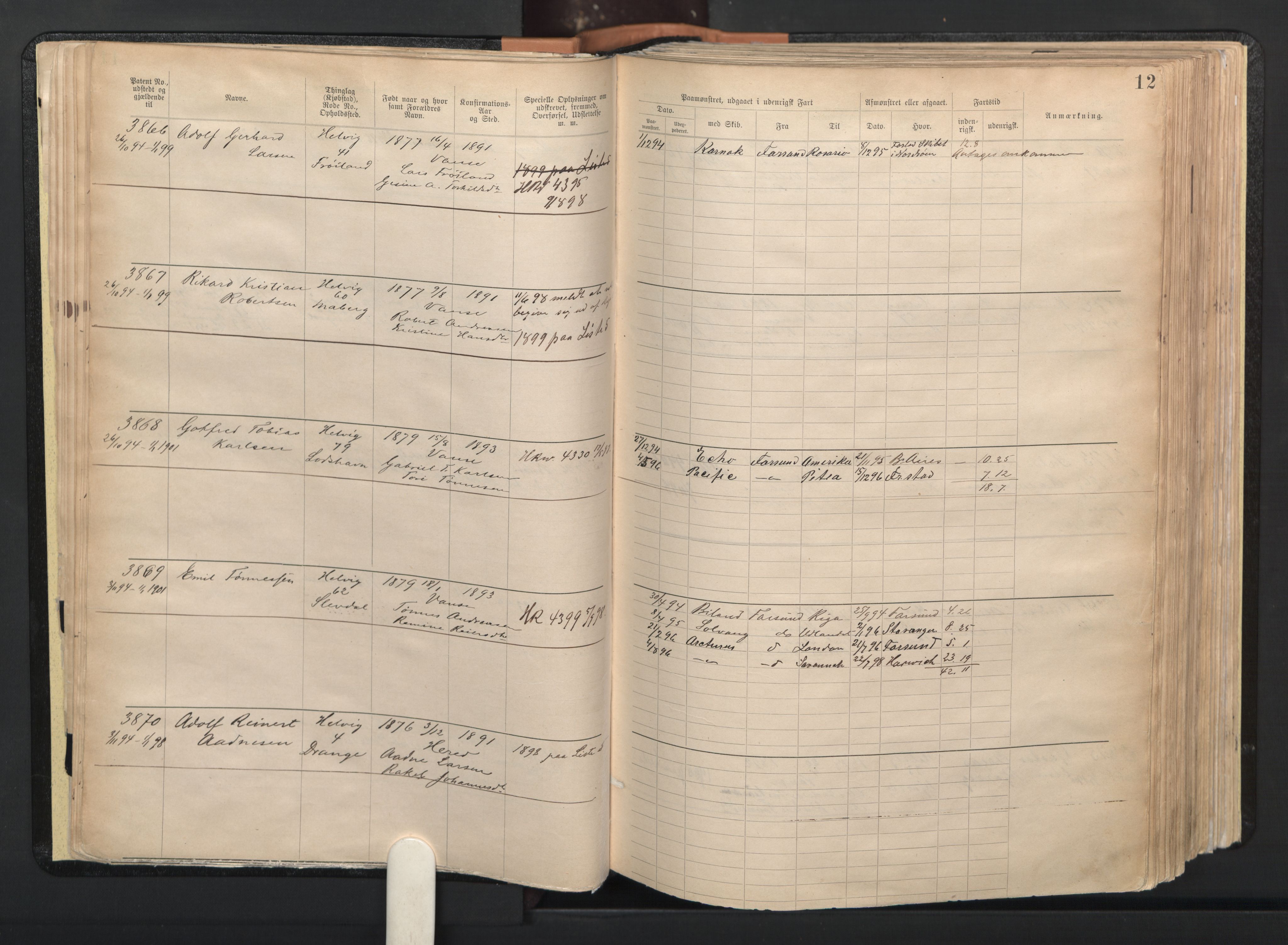 Farsund mønstringskrets, AV/SAK-2031-0017/F/Fa/L0003: Annotasjonsrulle nr 3816-5304 med register, M-3, 1894-1948, p. 39