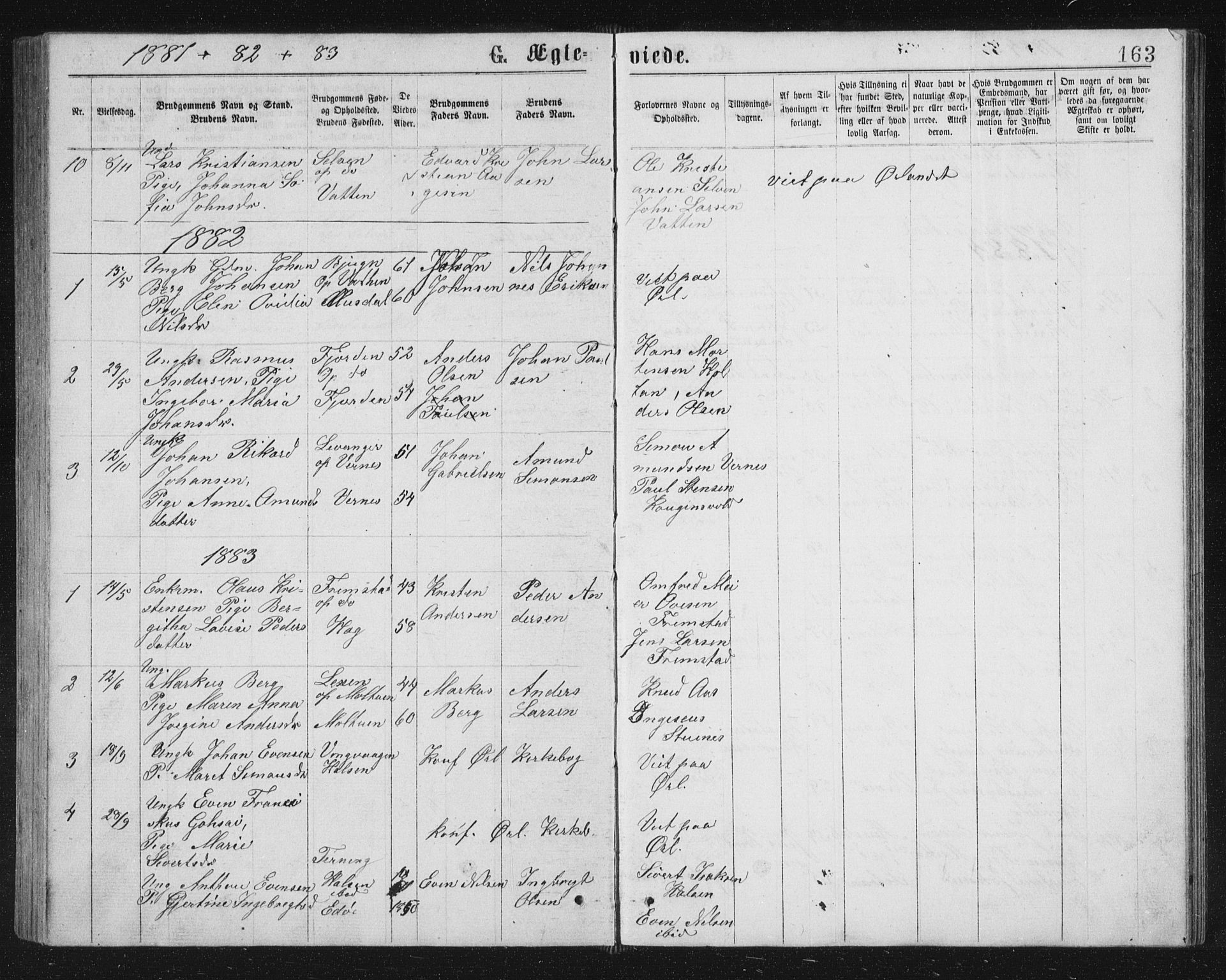 Ministerialprotokoller, klokkerbøker og fødselsregistre - Sør-Trøndelag, SAT/A-1456/662/L0756: Parish register (copy) no. 662C01, 1869-1891, p. 163