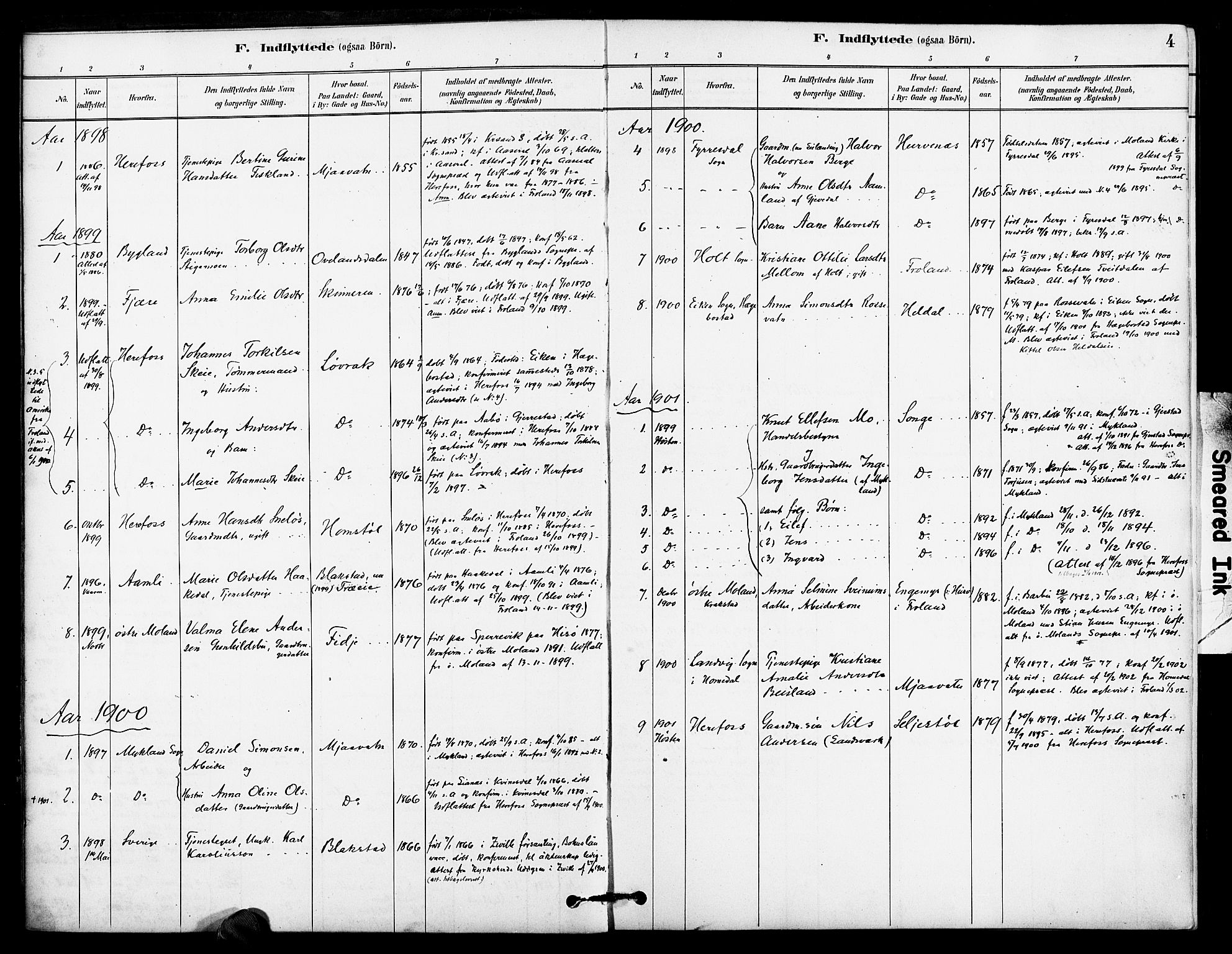 Froland sokneprestkontor, SAK/1111-0013/F/Fa/L0004: Parish register (official) no. A 4, 1882-1906, p. 4