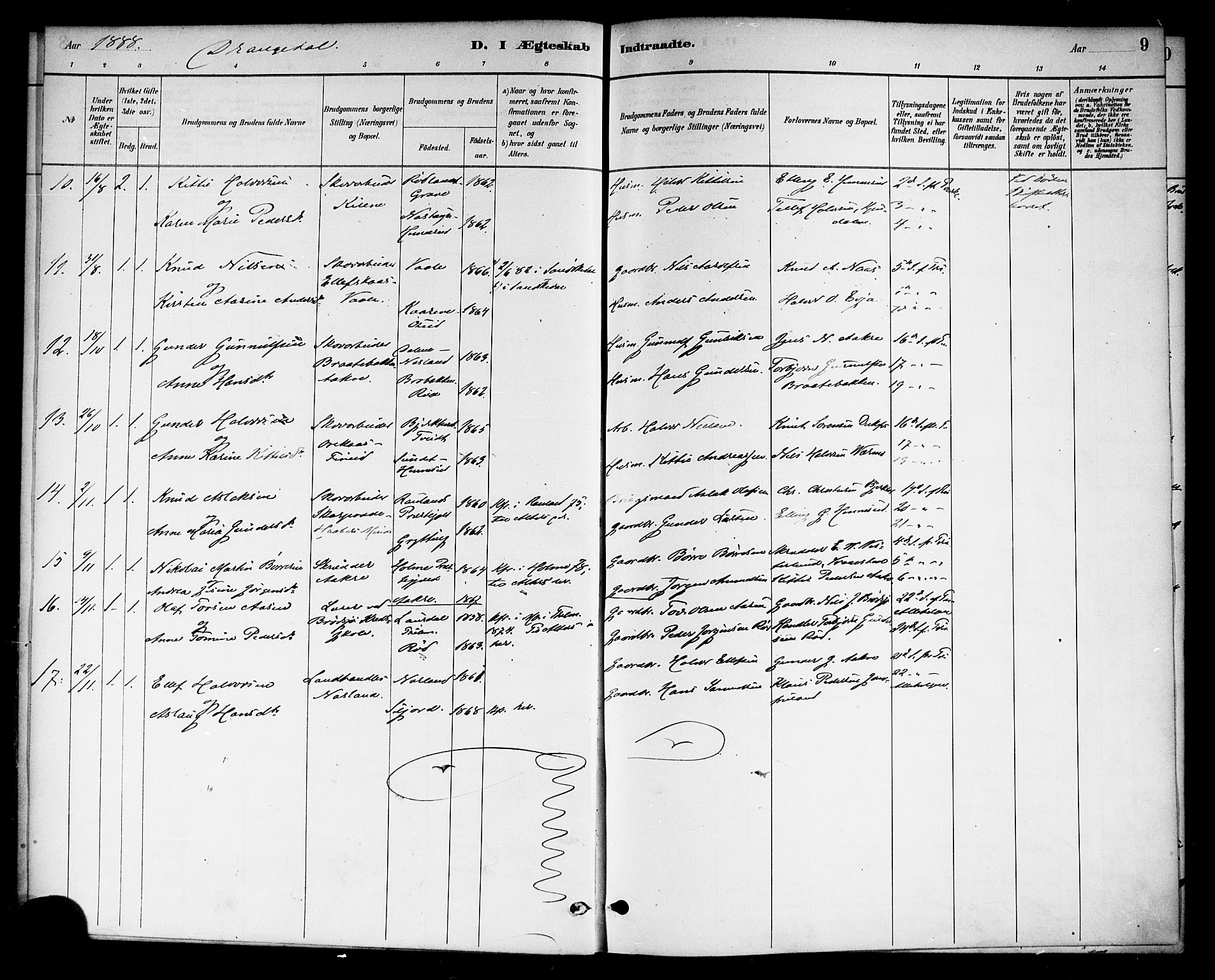 Drangedal kirkebøker, SAKO/A-258/F/Fa/L0011: Parish register (official) no. 11 /1, 1885-1894, p. 9
