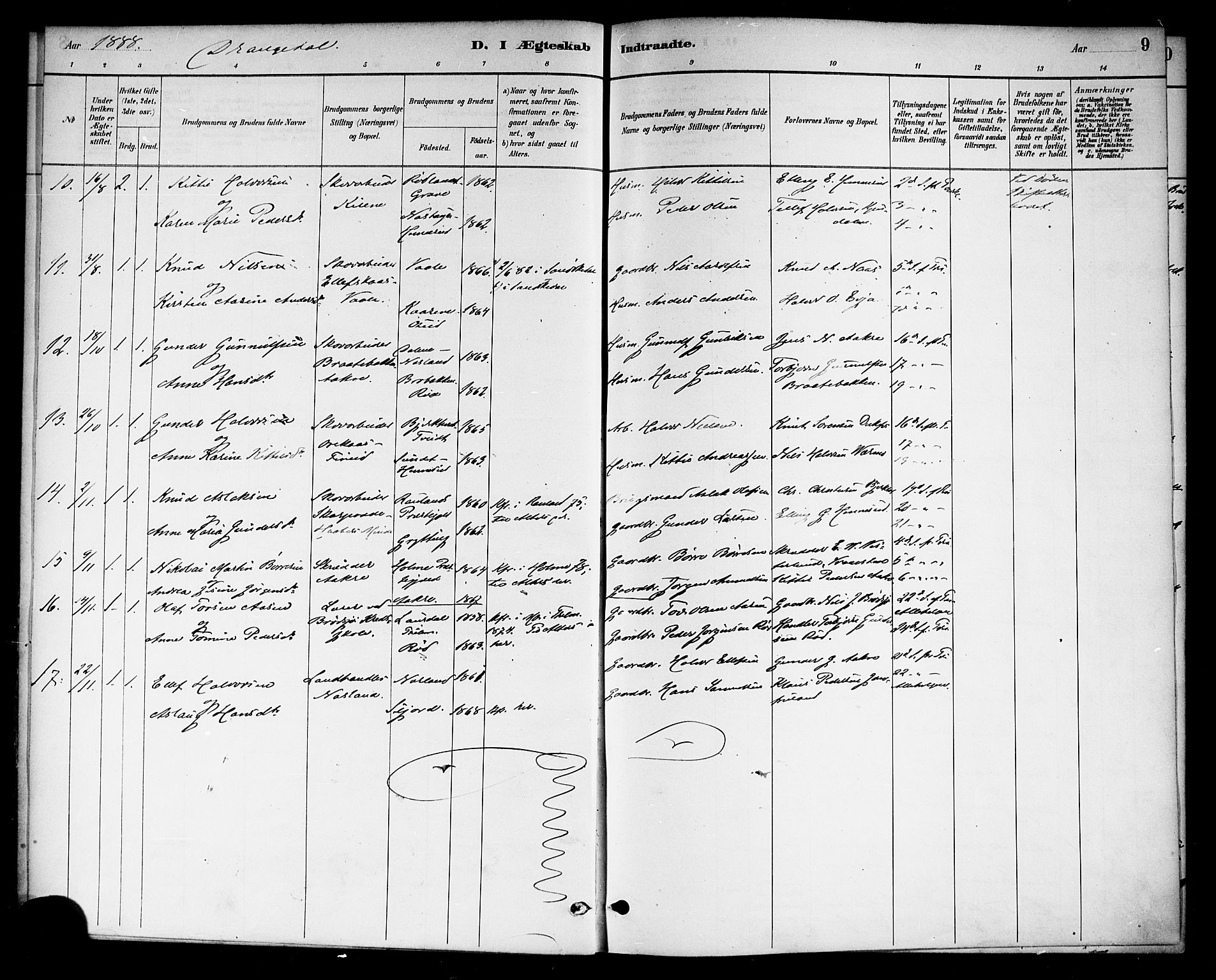 Drangedal kirkebøker, AV/SAKO-A-258/F/Fa/L0011: Parish register (official) no. 11 /1, 1885-1894, p. 9