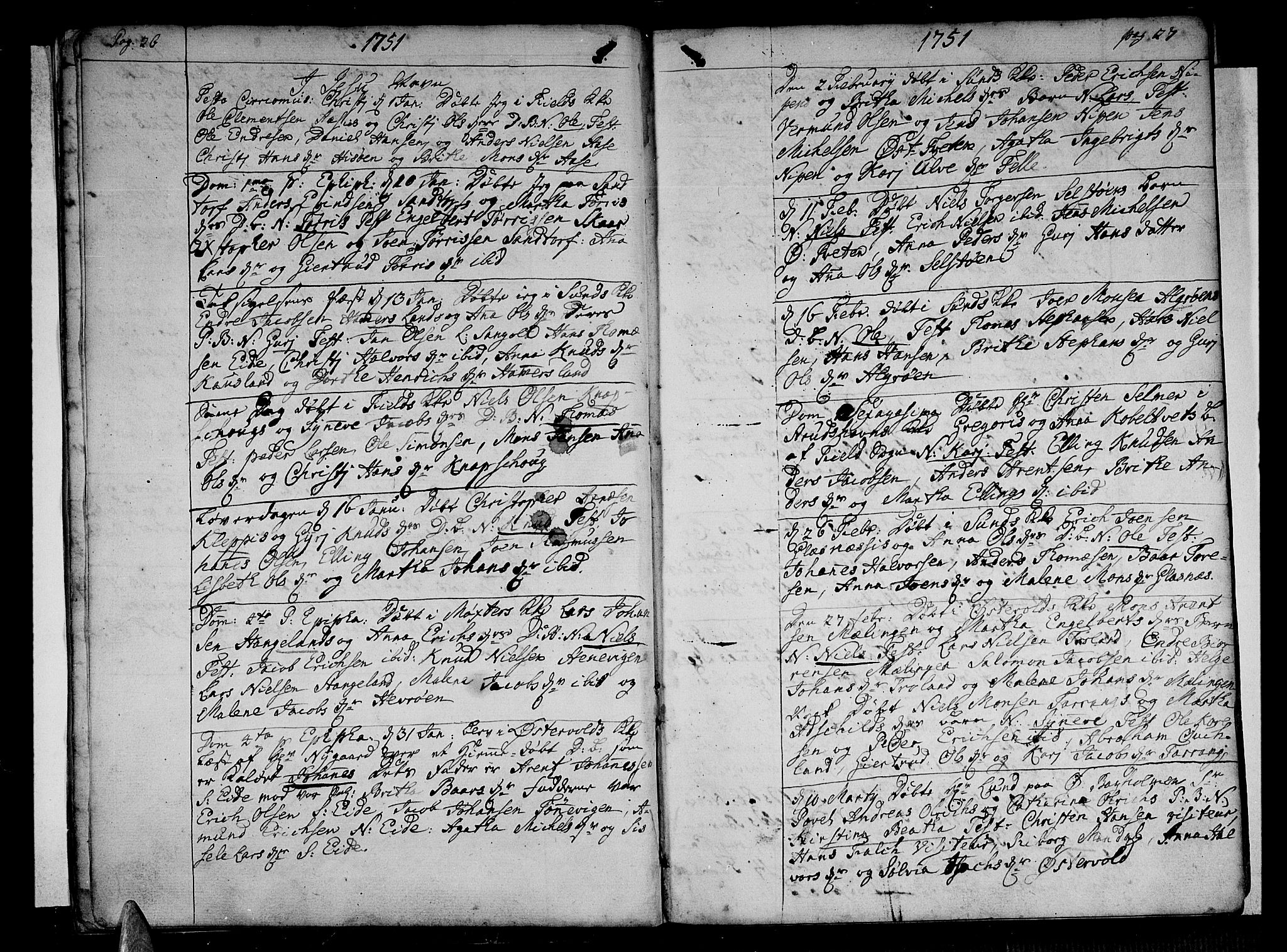 Sund sokneprestembete, SAB/A-99930: Parish register (official) no. A 4, 1748-1769, p. 26-27