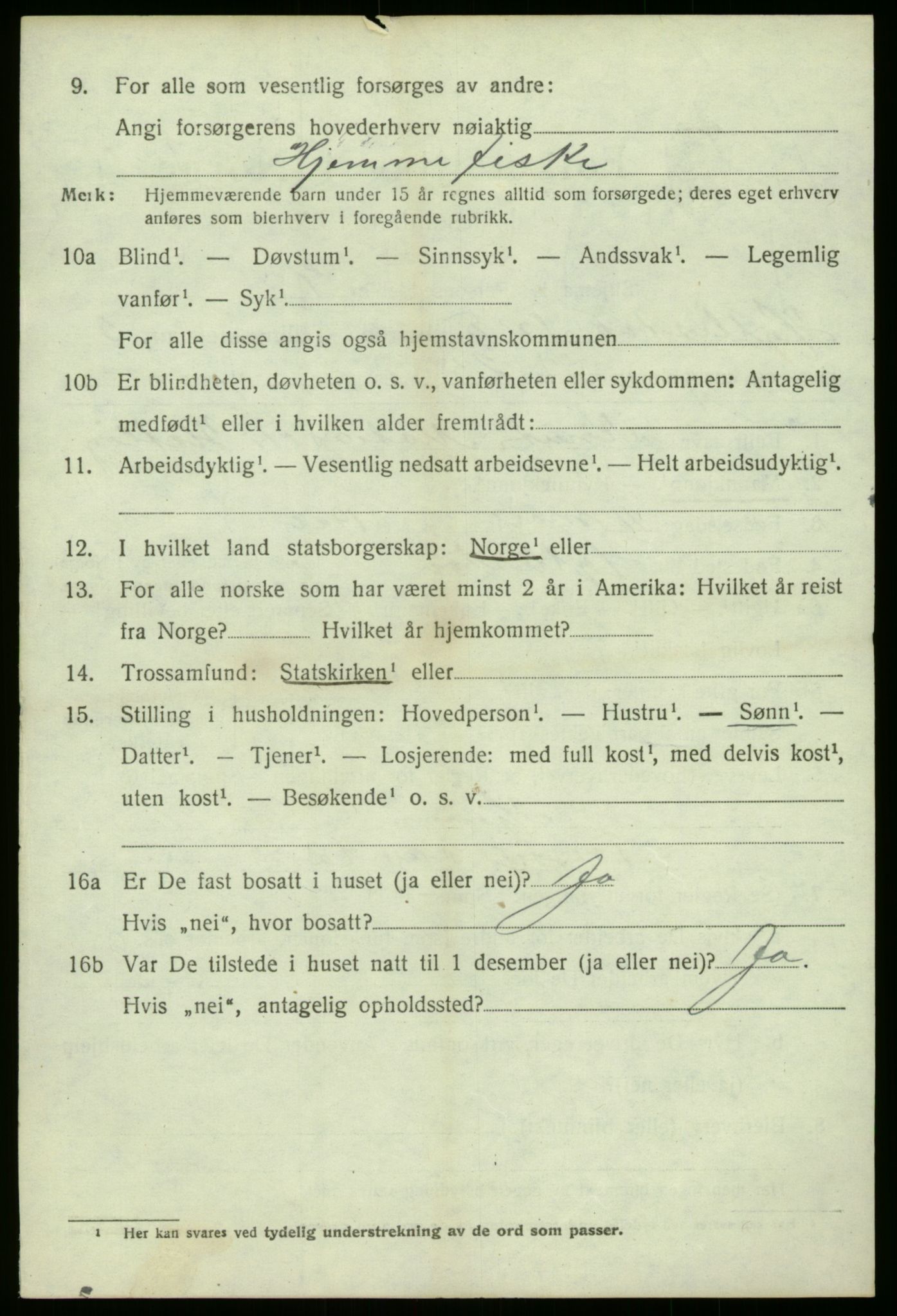 SAB, 1920 census for Hyllestad, 1920, p. 2669