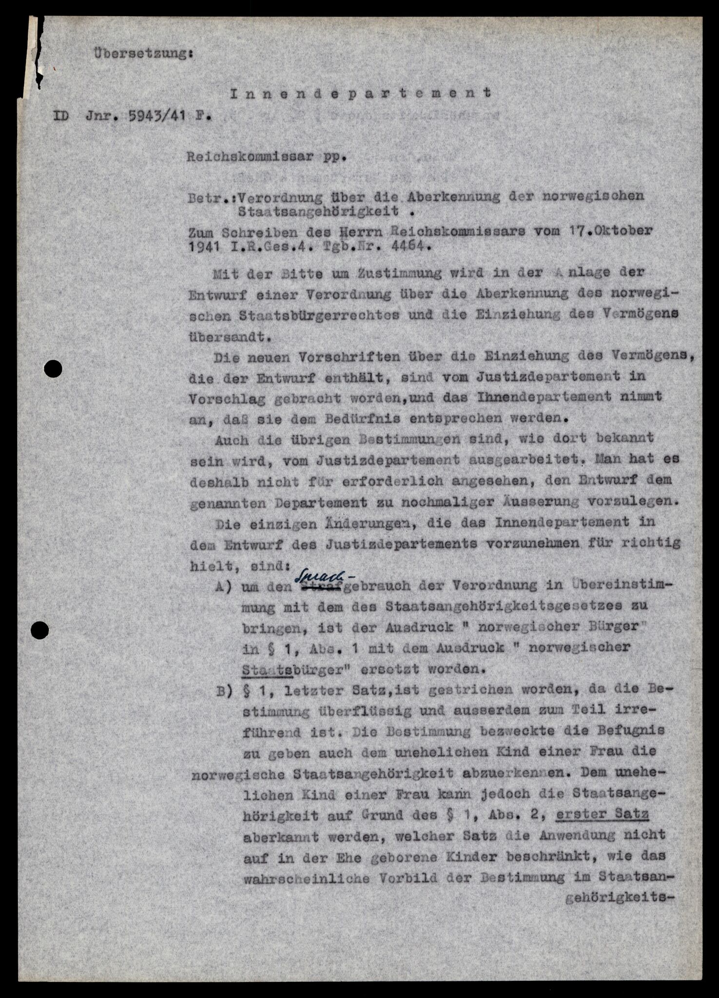 Forsvarets Overkommando. 2 kontor. Arkiv 11.4. Spredte tyske arkivsaker, AV/RA-RAFA-7031/D/Dar/Darb/L0013: Reichskommissariat - Hauptabteilung Vervaltung, 1917-1942, p. 1429