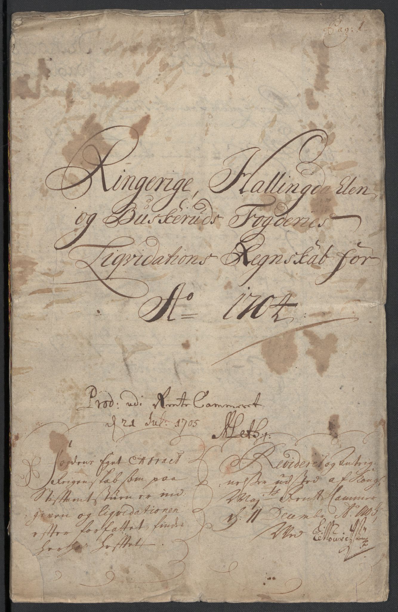 Rentekammeret inntil 1814, Reviderte regnskaper, Fogderegnskap, RA/EA-4092/R22/L1463: Fogderegnskap Ringerike, Hallingdal og Buskerud, 1704, p. 4