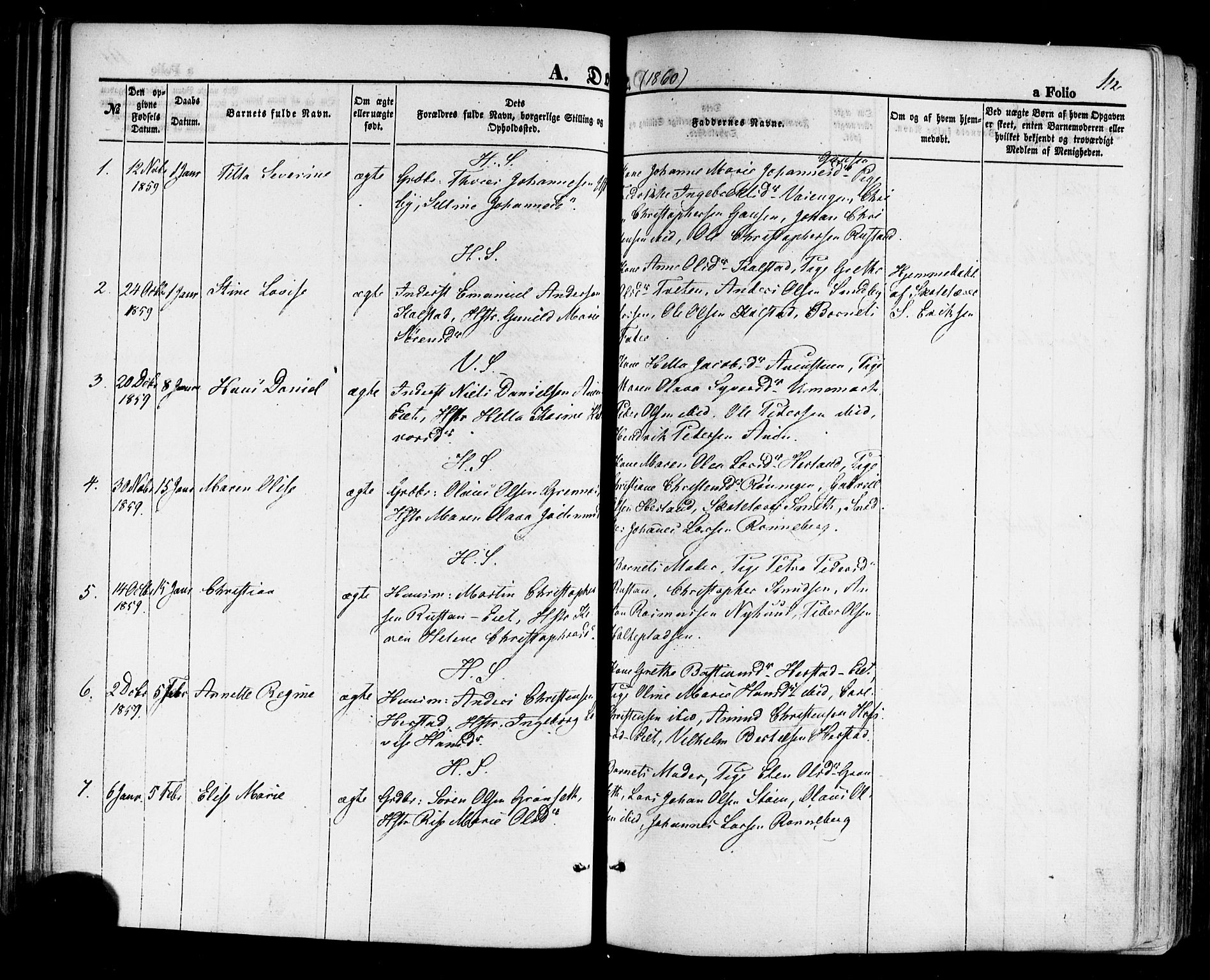 Hof kirkebøker, SAKO/A-64/F/Fa/L0006: Parish register (official) no. I 6, 1851-1877, p. 112