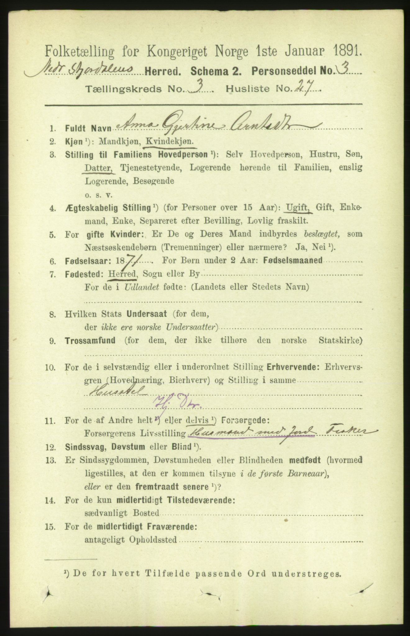 RA, 1891 census for 1714 Nedre Stjørdal, 1891, p. 1222