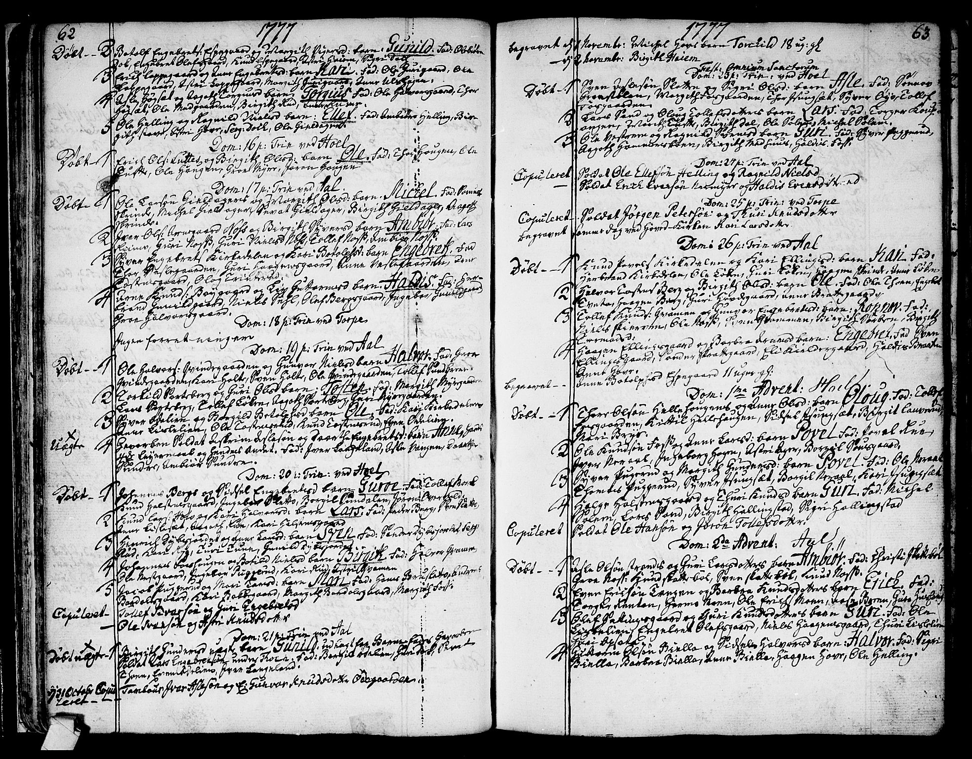 Ål kirkebøker, SAKO/A-249/F/Fa/L0002: Parish register (official) no. I 2, 1771-1806, p. 62-63