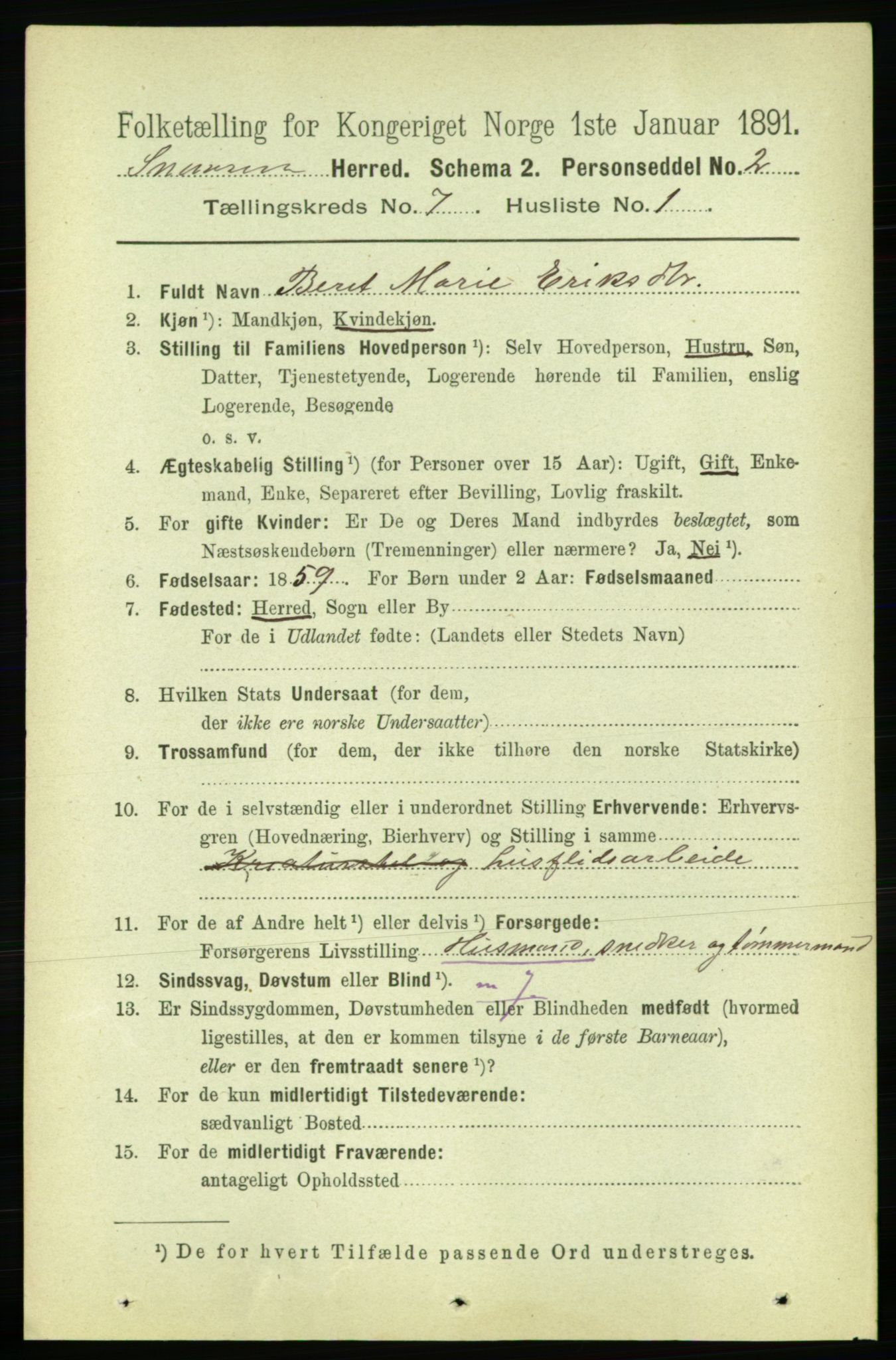 RA, 1891 census for 1736 Snåsa, 1891, p. 2347