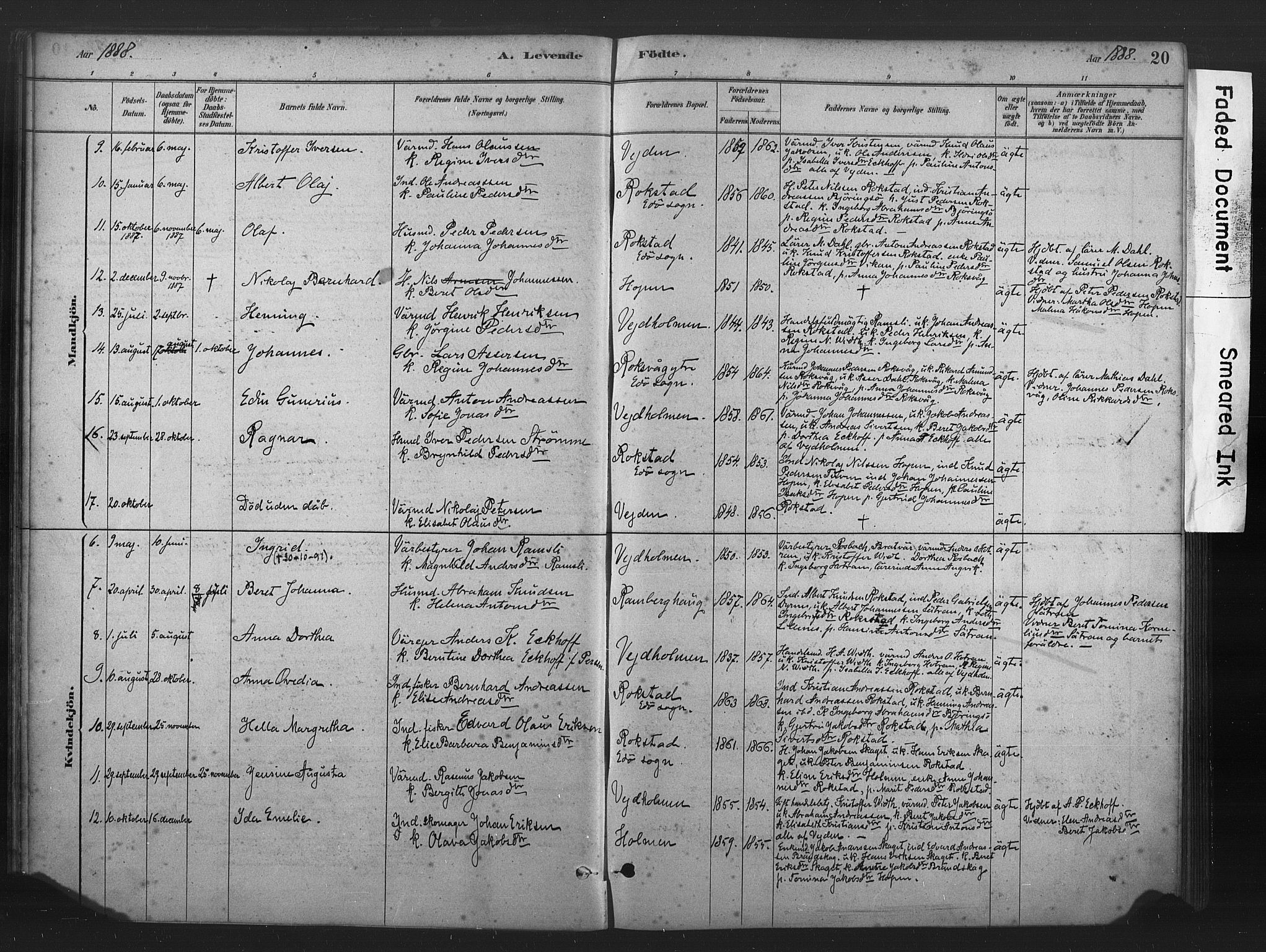 Ministerialprotokoller, klokkerbøker og fødselsregistre - Møre og Romsdal, AV/SAT-A-1454/583/L0954: Parish register (official) no. 583A01, 1880-1906, p. 20