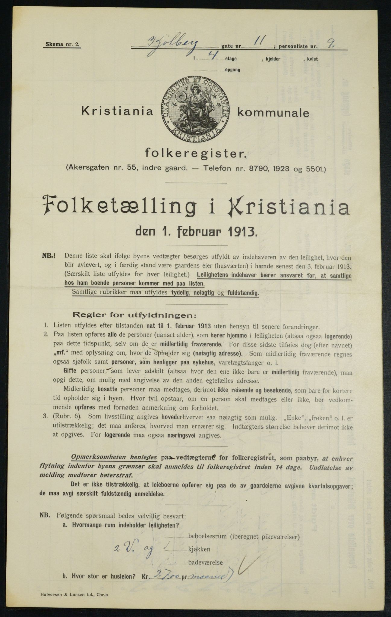 OBA, Municipal Census 1913 for Kristiania, 1913, p. 51246