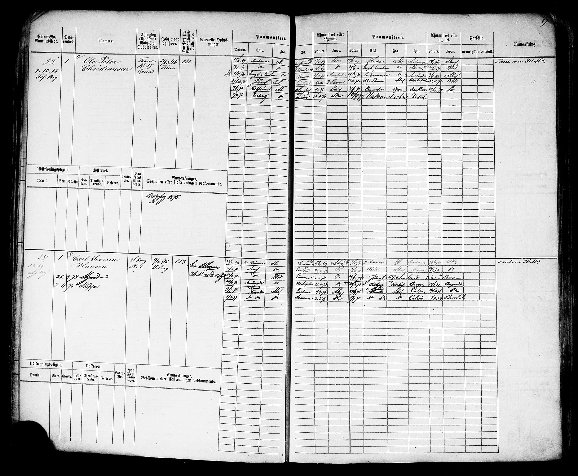 Sarpsborg mønstringskontor, AV/SAO-A-10569c/F/Fc/Fcb/L0003: Hovedrulle, 1860-1881, p. 30