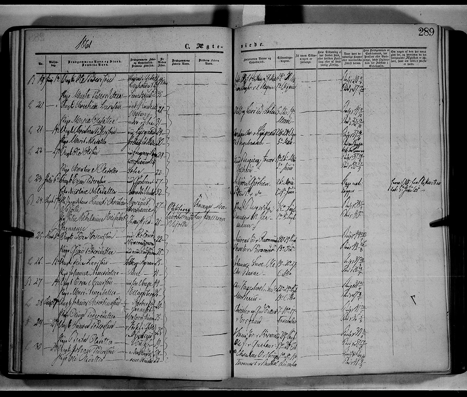 Fåberg prestekontor, SAH/PREST-086/H/Ha/Haa/L0006: Parish register (official) no. 6B, 1855-1867, p. 289