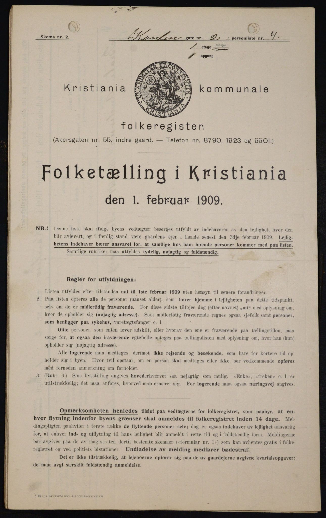 OBA, Municipal Census 1909 for Kristiania, 1909, p. 43965