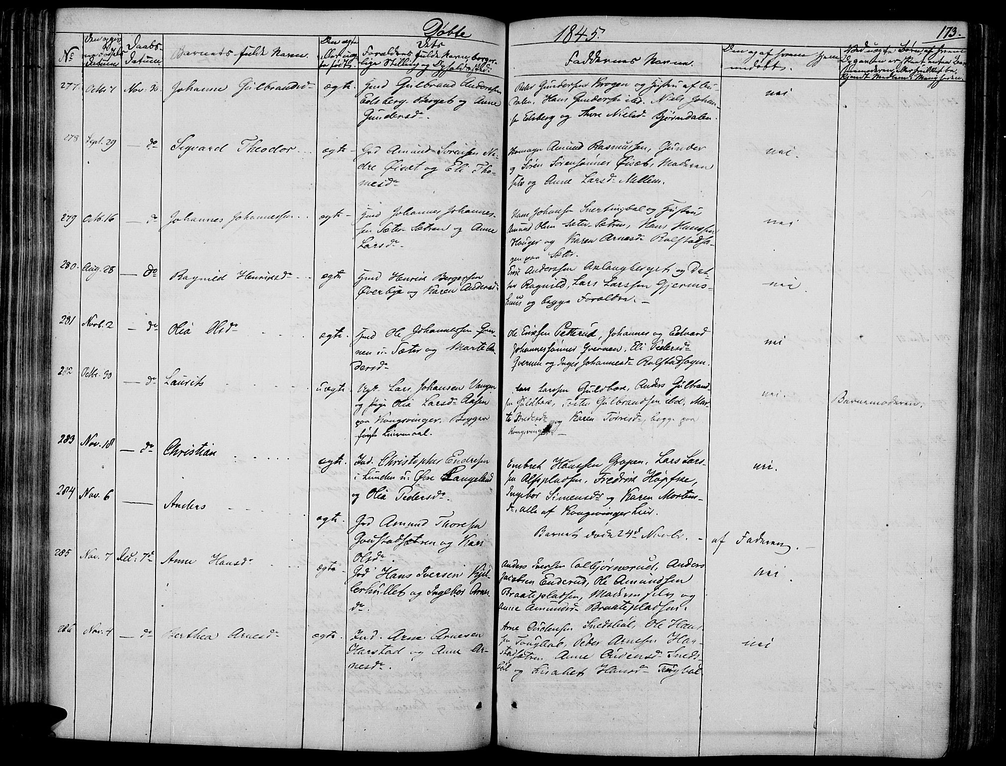 Vinger prestekontor, AV/SAH-PREST-024/H/Ha/Haa/L0008: Parish register (official) no. 8, 1839-1847, p. 173