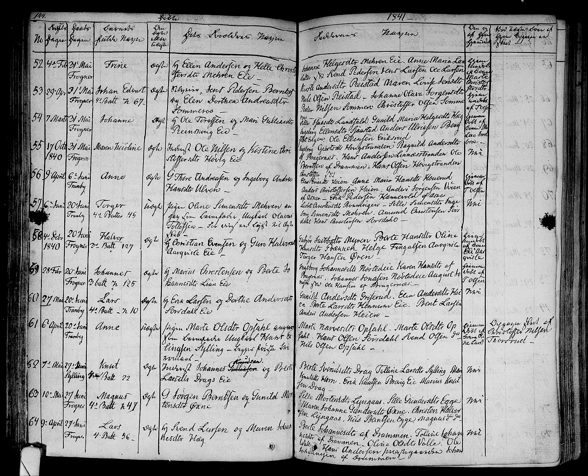 Lier kirkebøker, SAKO/A-230/F/Fa/L0010: Parish register (official) no. I 10, 1827-1843, p. 144