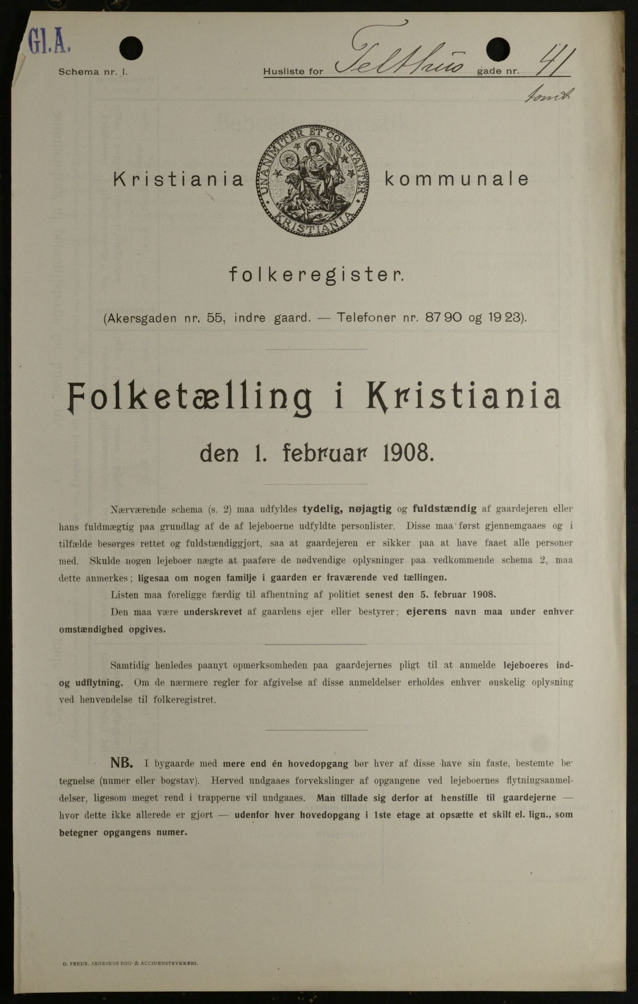 OBA, Municipal Census 1908 for Kristiania, 1908, p. 96836