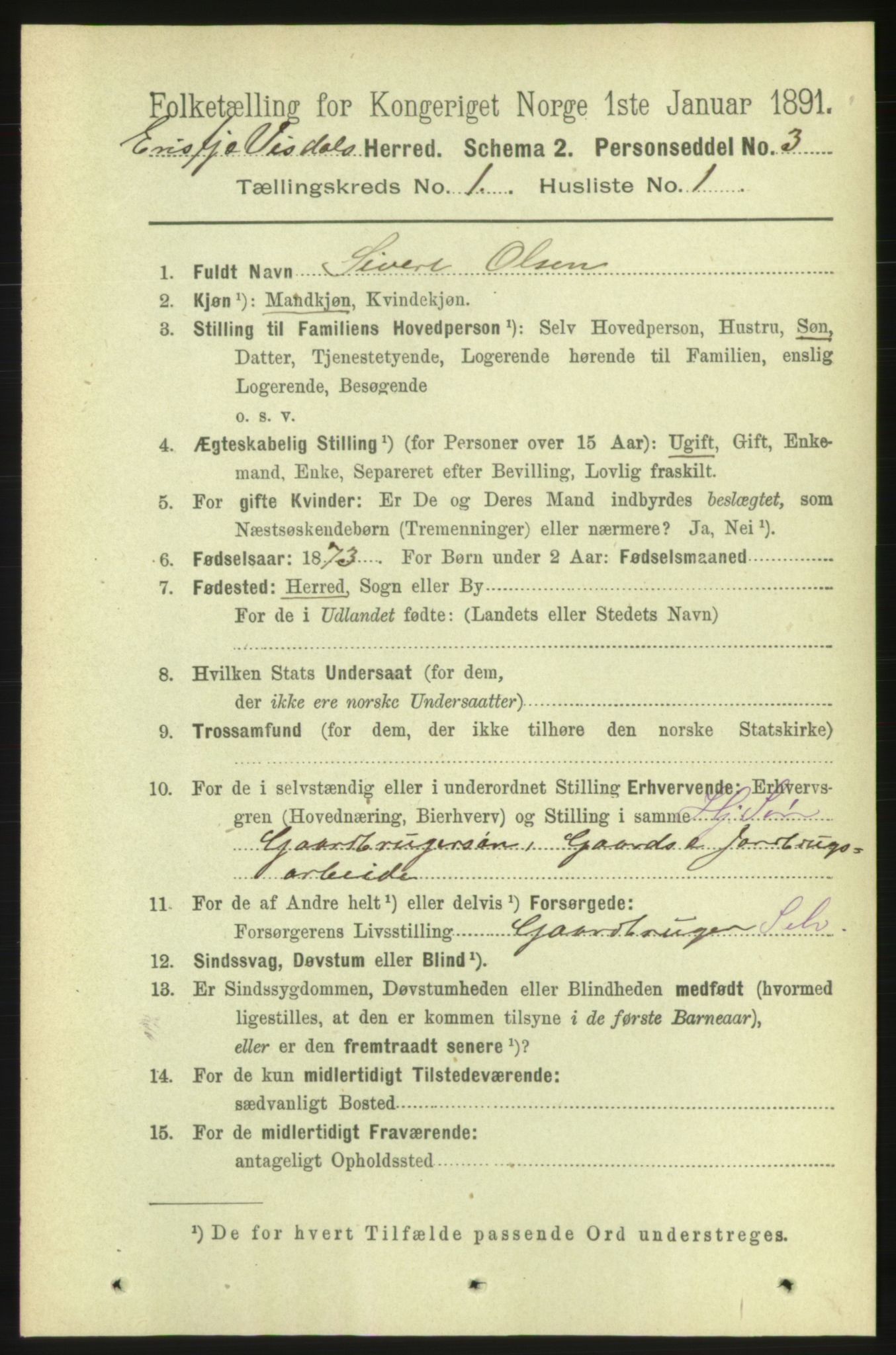 RA, 1891 census for 1542 Eresfjord og Vistdal, 1891, p. 68