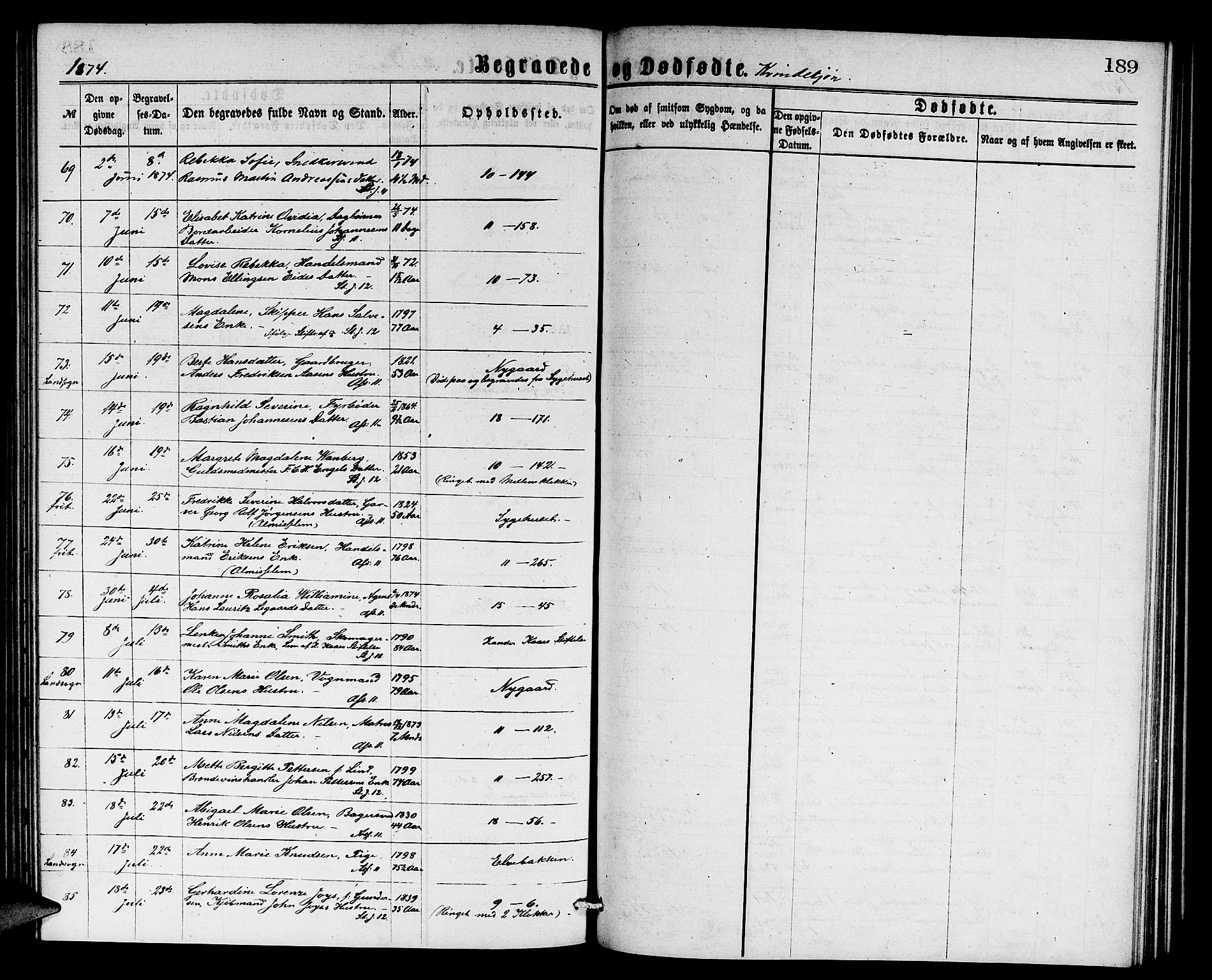 Domkirken sokneprestembete, AV/SAB-A-74801/H/Hab/L0040: Parish register (copy) no. E 4, 1868-1877, p. 189